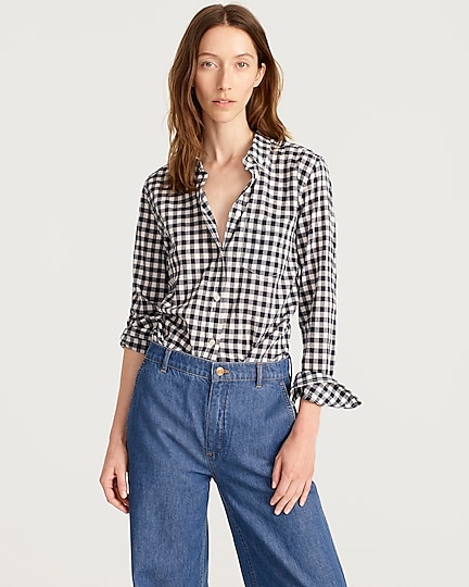 j.crew: classic-fit shirt in crinkle gingham for women