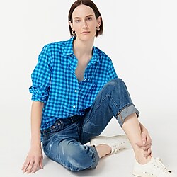 Petite classic-fit shirt in crinkle gingham