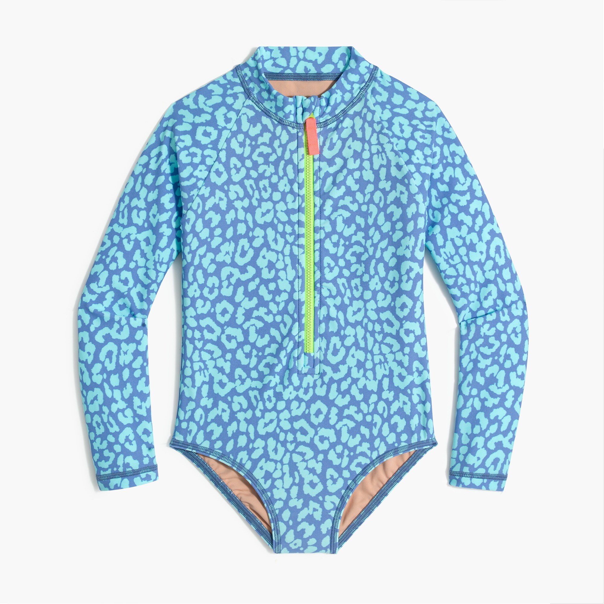 Girls' leopard rash guard swimsuit