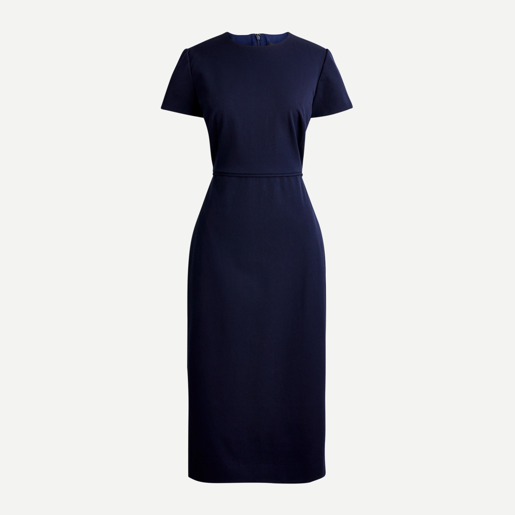 Short-sleeve sheath dress in bi-stretch cotton