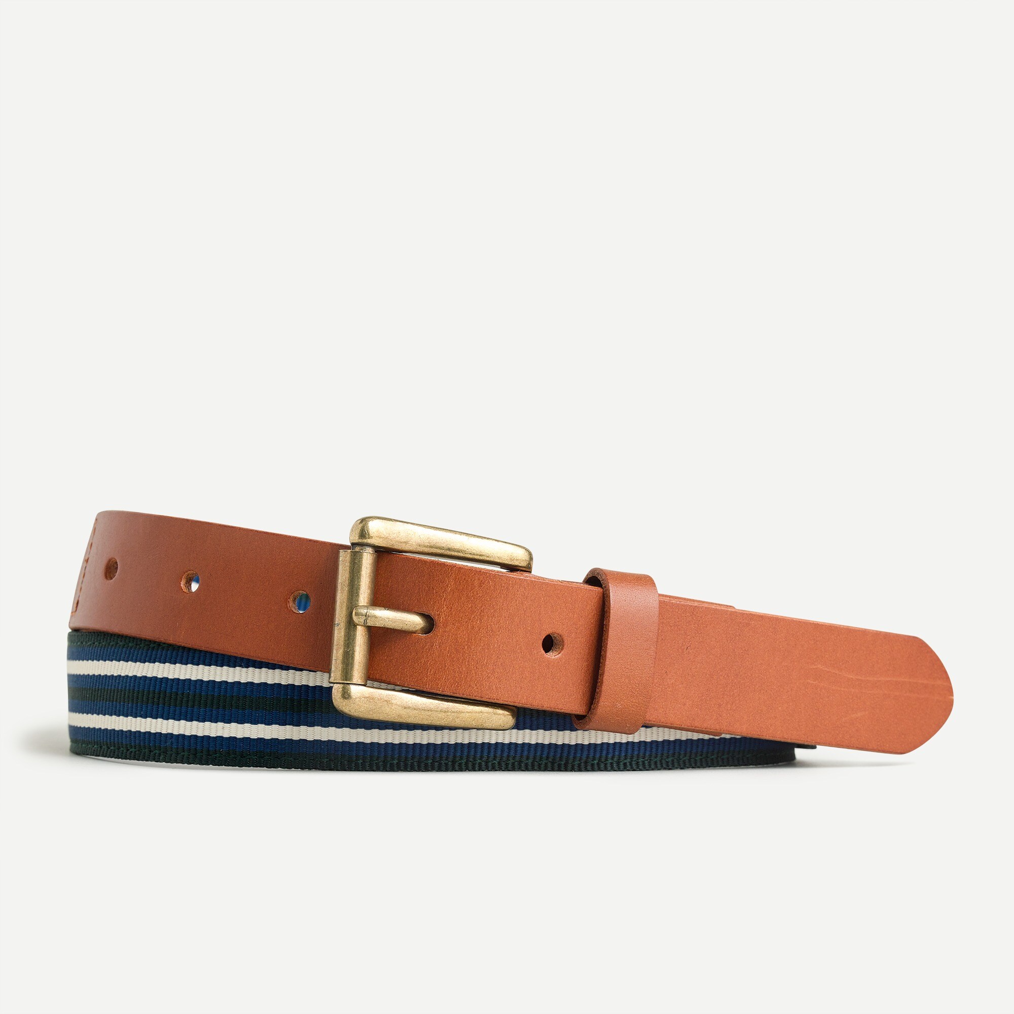 JCREW Woven Fabric and Leather Belt Braided Belt For Men | Factory main image 2