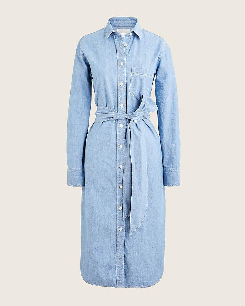 J.Crew: Classic-fit Chambray Shirtdress For Women