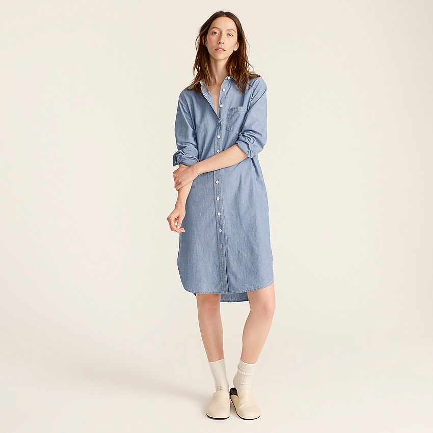 J.Crew: Classic-fit Chambray Shirtdress For Women