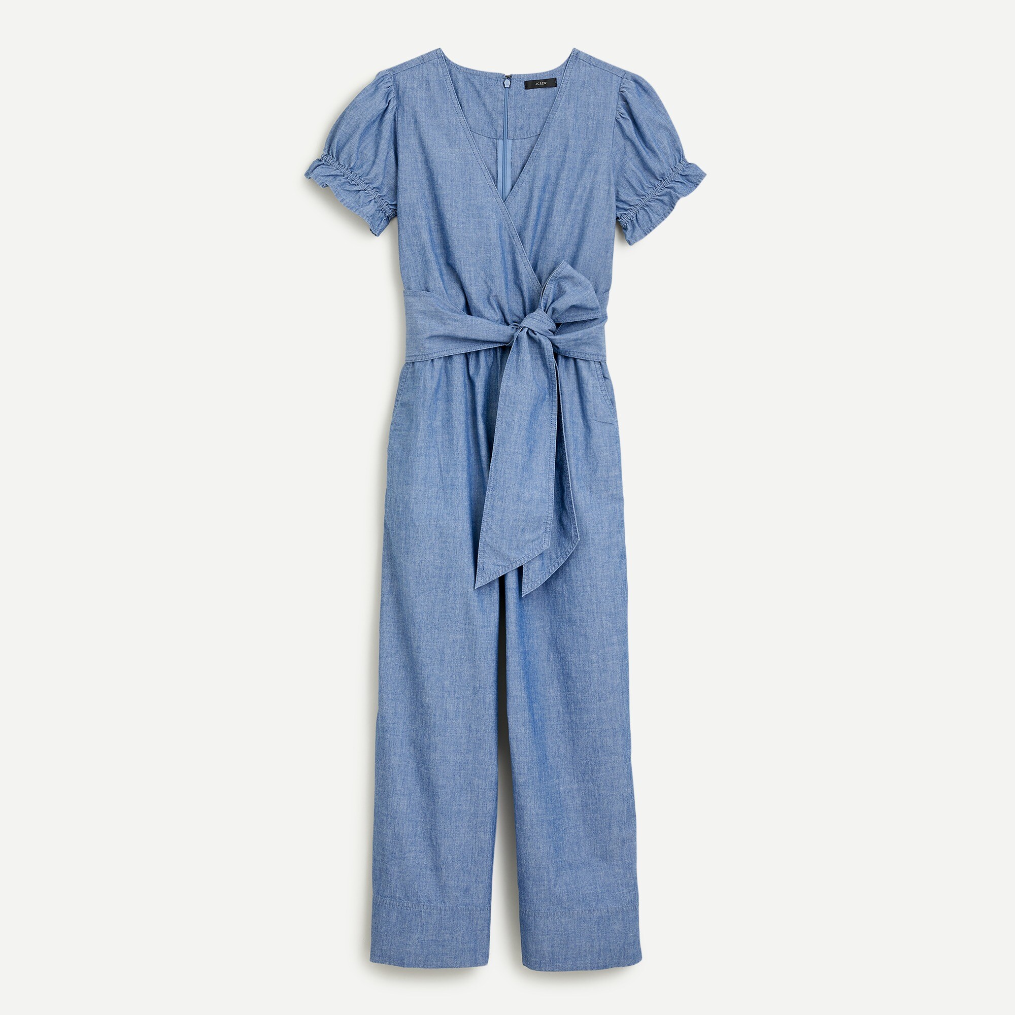 Ruffle chambray jumpsuit