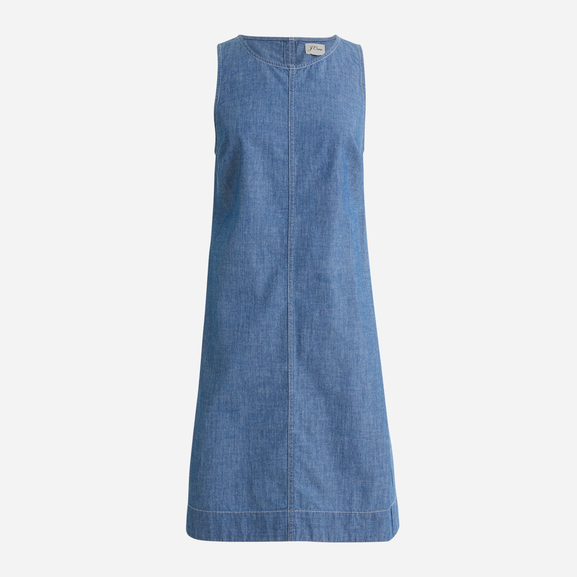 Button-back chambray shift dress