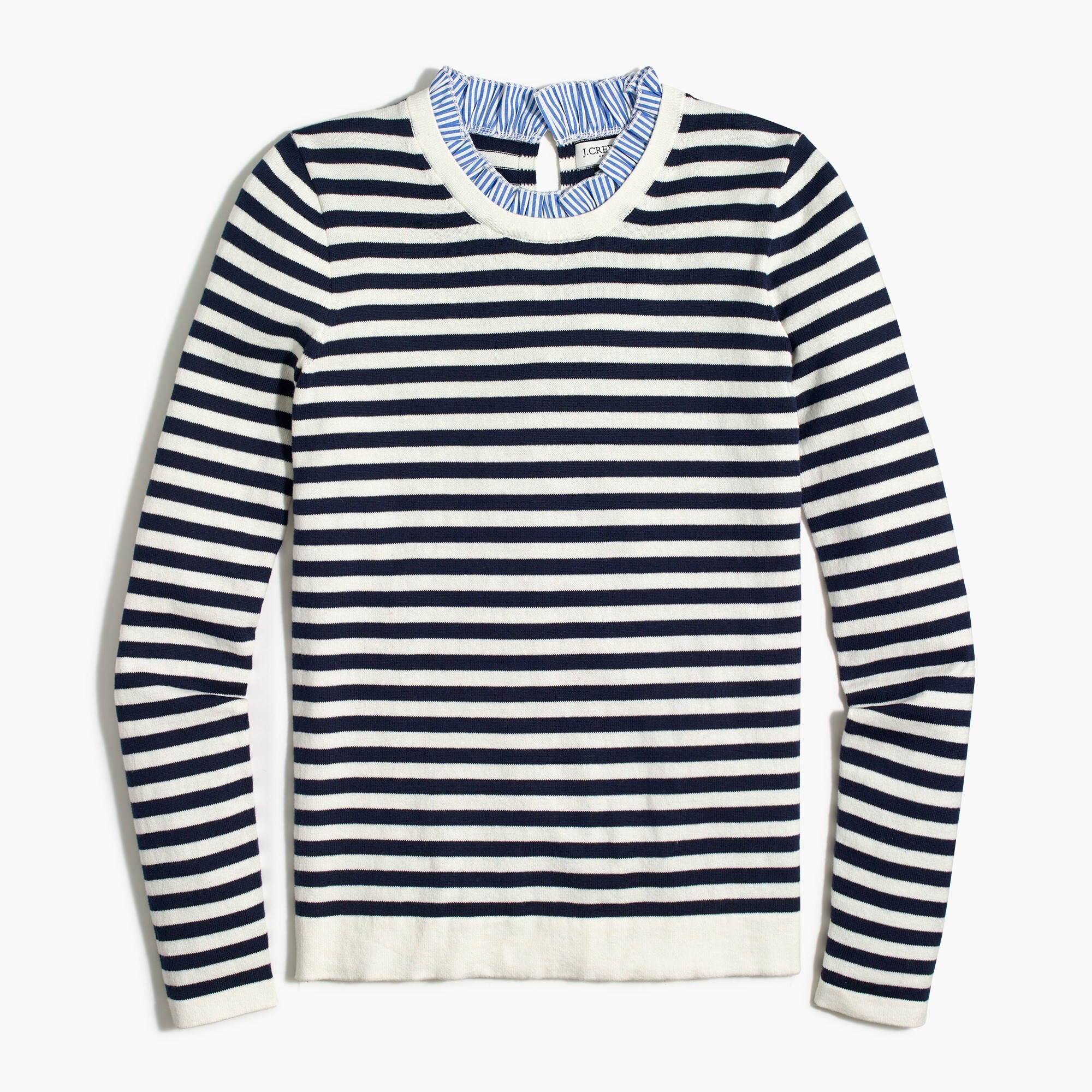 Striped ruffle-trim sweater