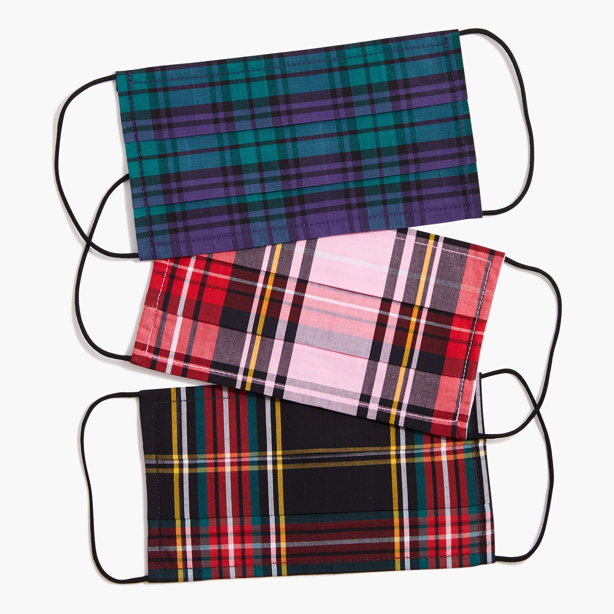 Pack-of-three nonmedical face masks in tartan