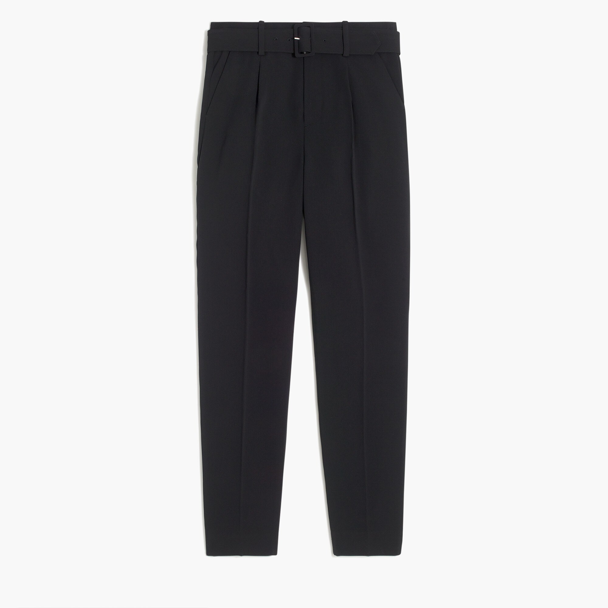 high-waisted belted pant in matte crepe for women