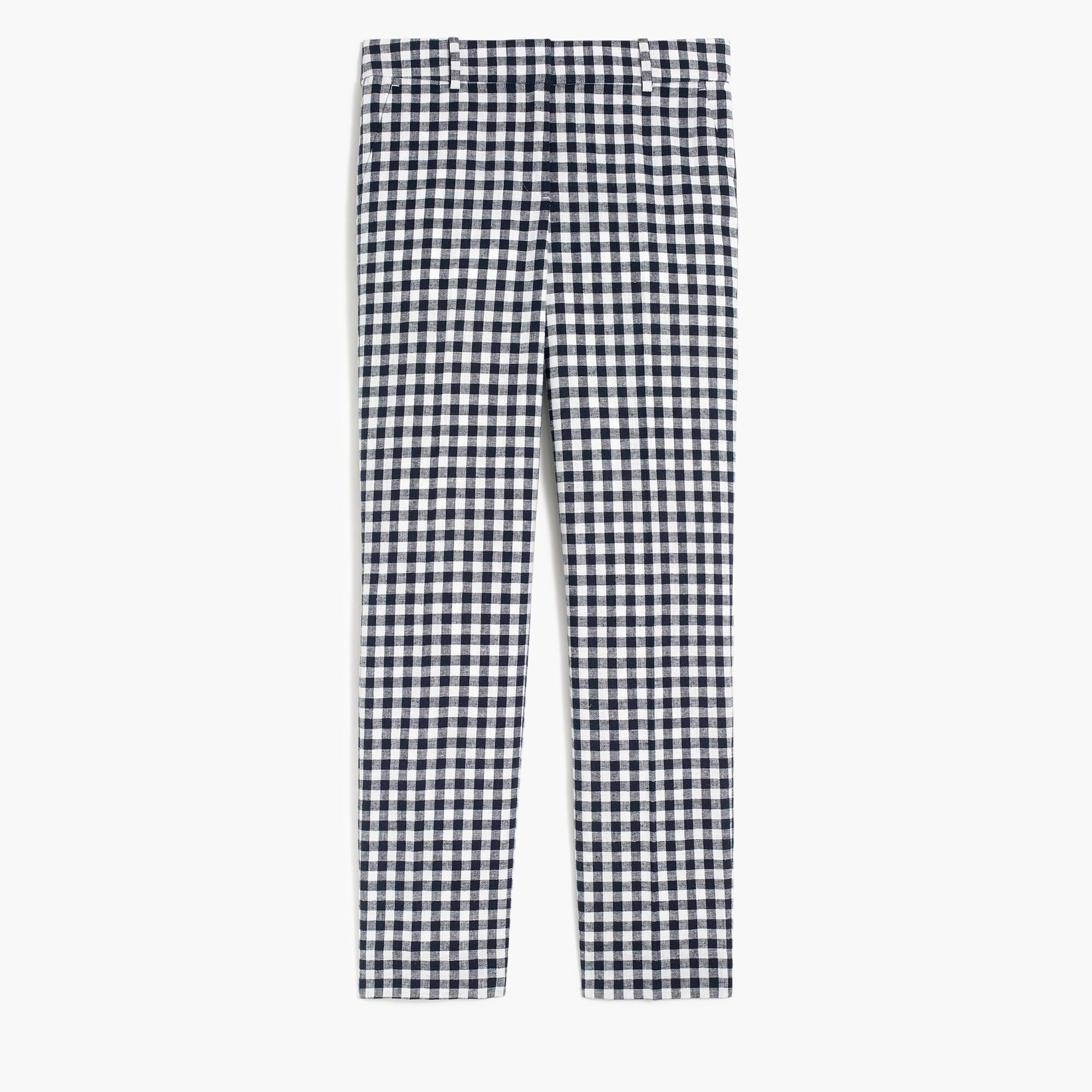 gingham linen-cotton holland pant for women