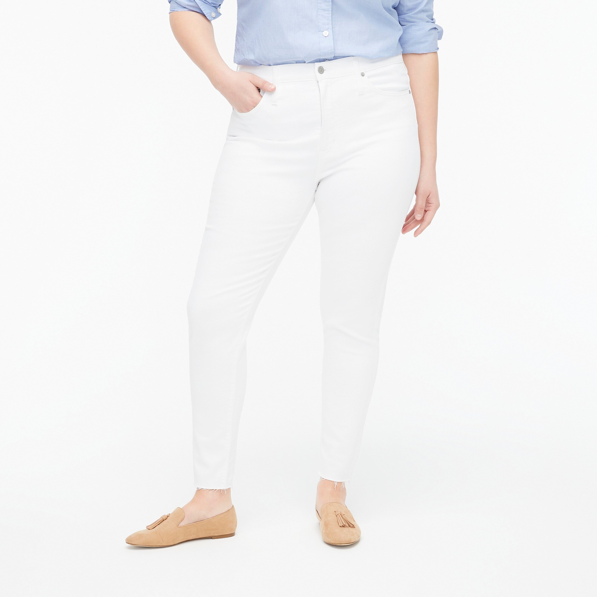 10" high-rise white skinny jean in signature stretch