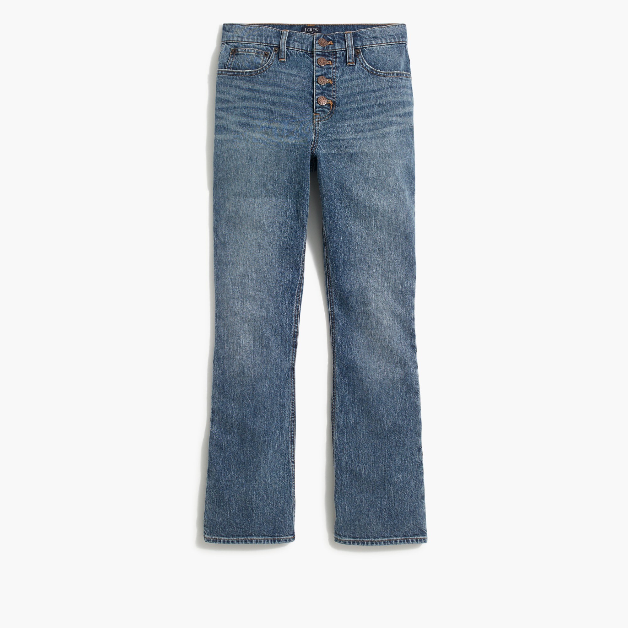 high-rise flare crop jean in all-day stretch for women