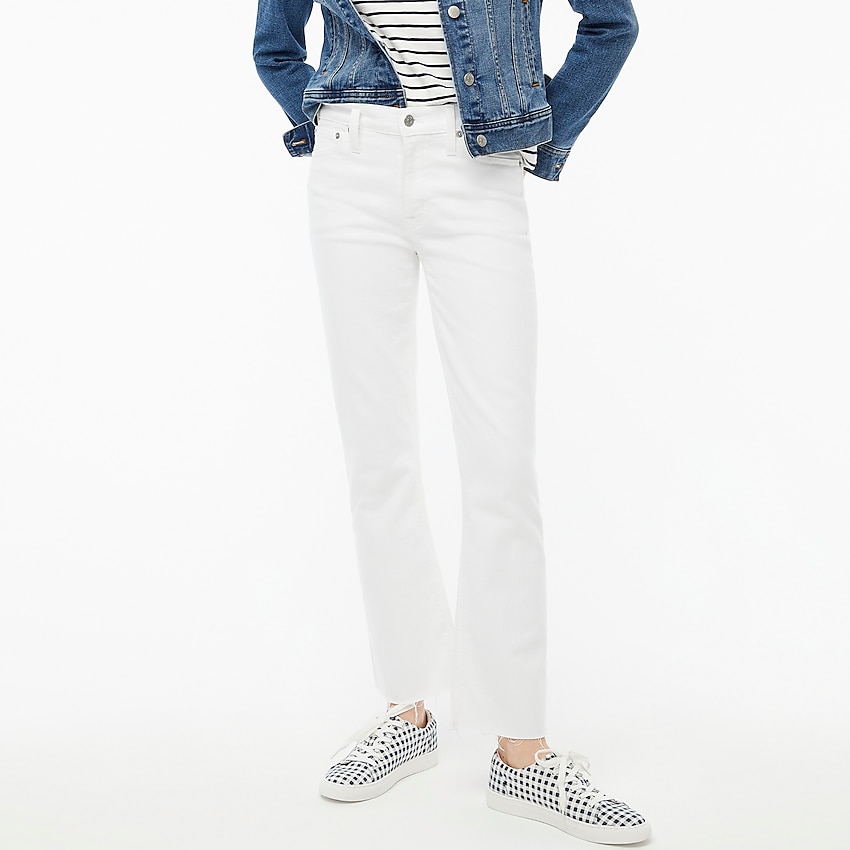 factory: flare crop white jean in signature stretch for women, right side, view zoomed