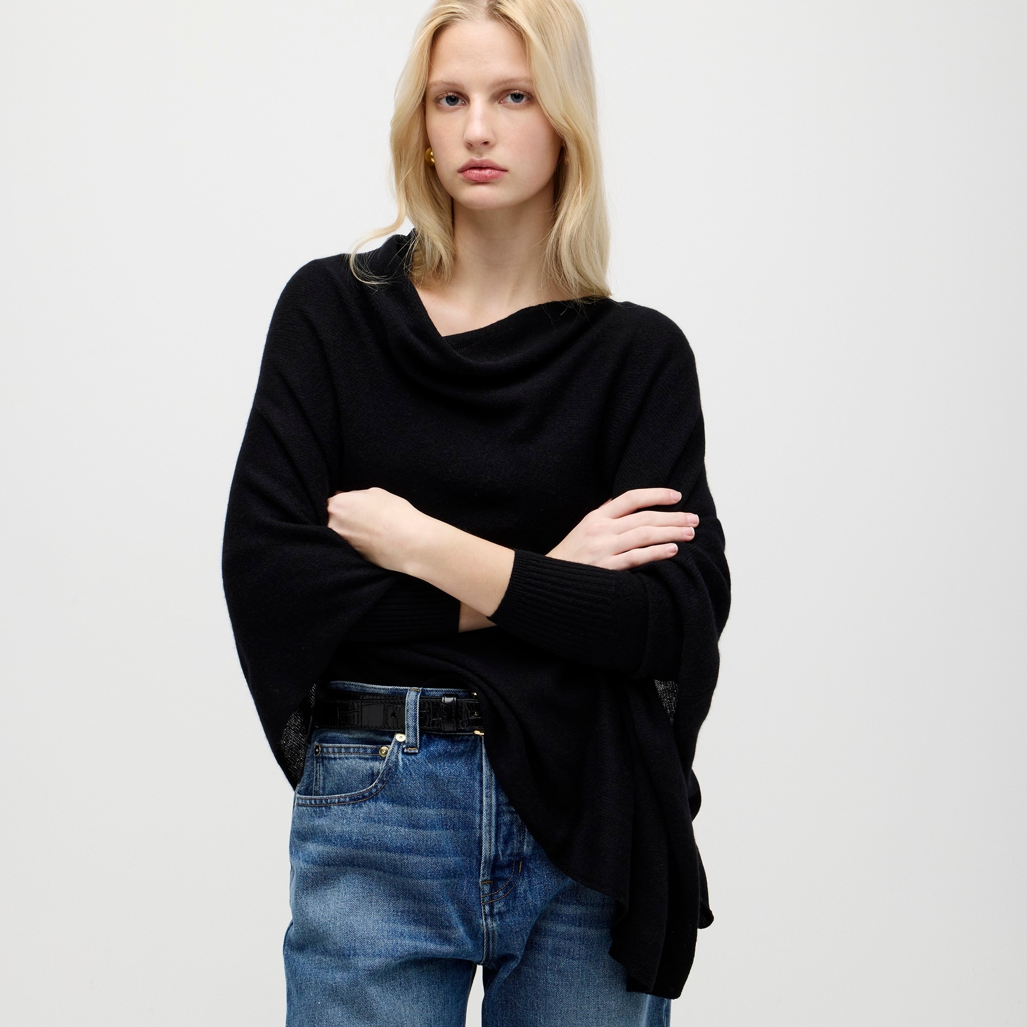 Cashmere-wool blend poncho