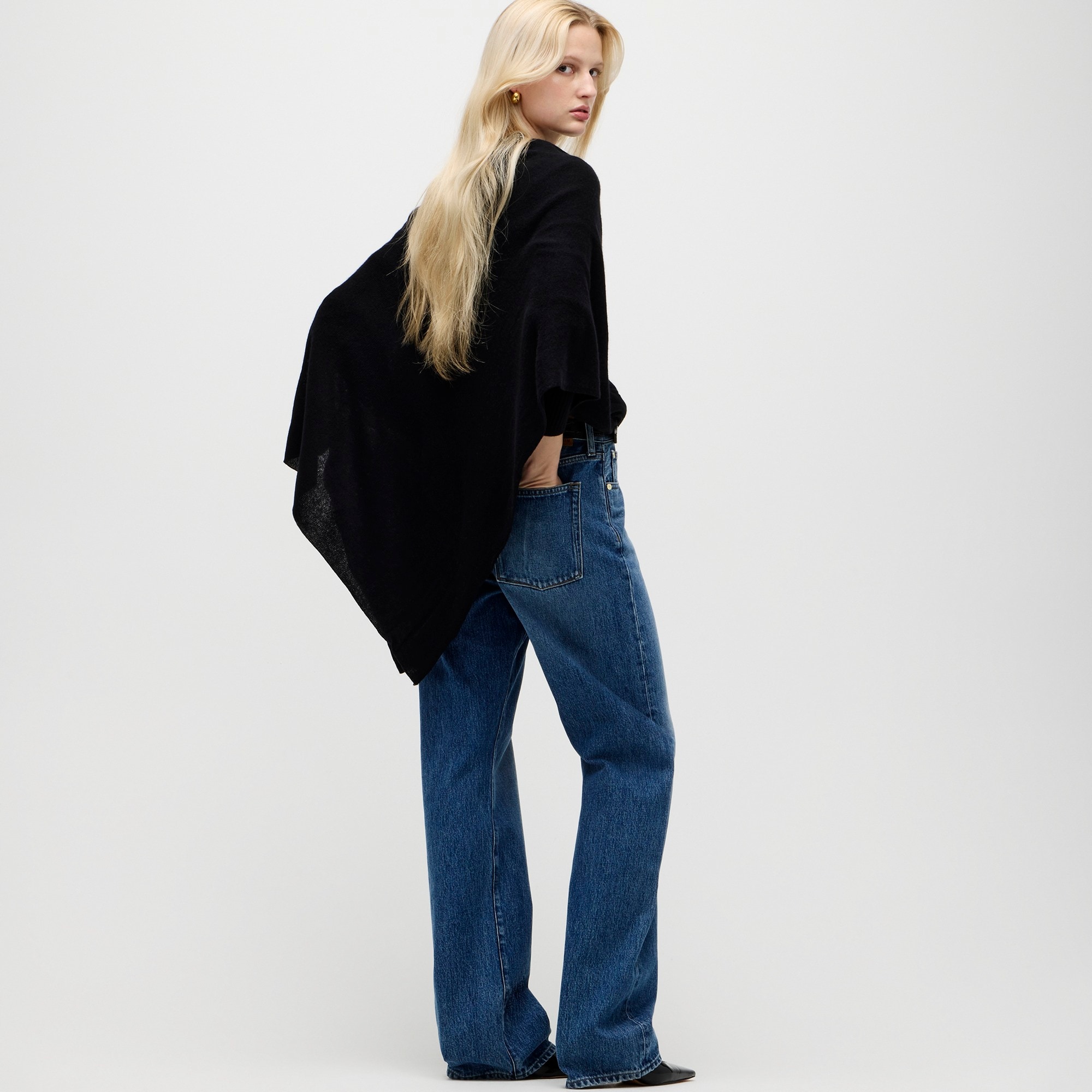 Cashmere-wool blend poncho