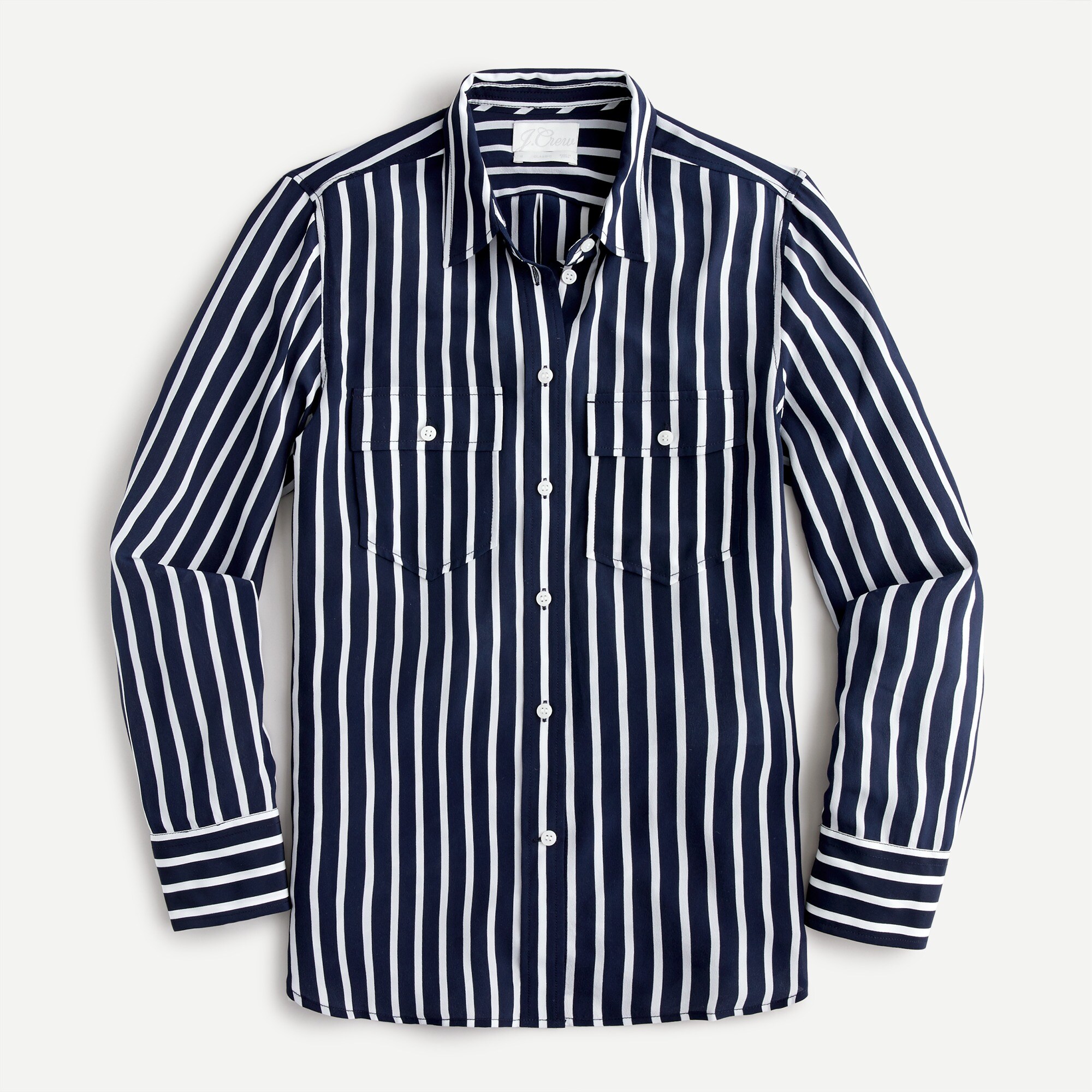 Classic-fit Silk Shirt In Stripe For Women | J.Crew