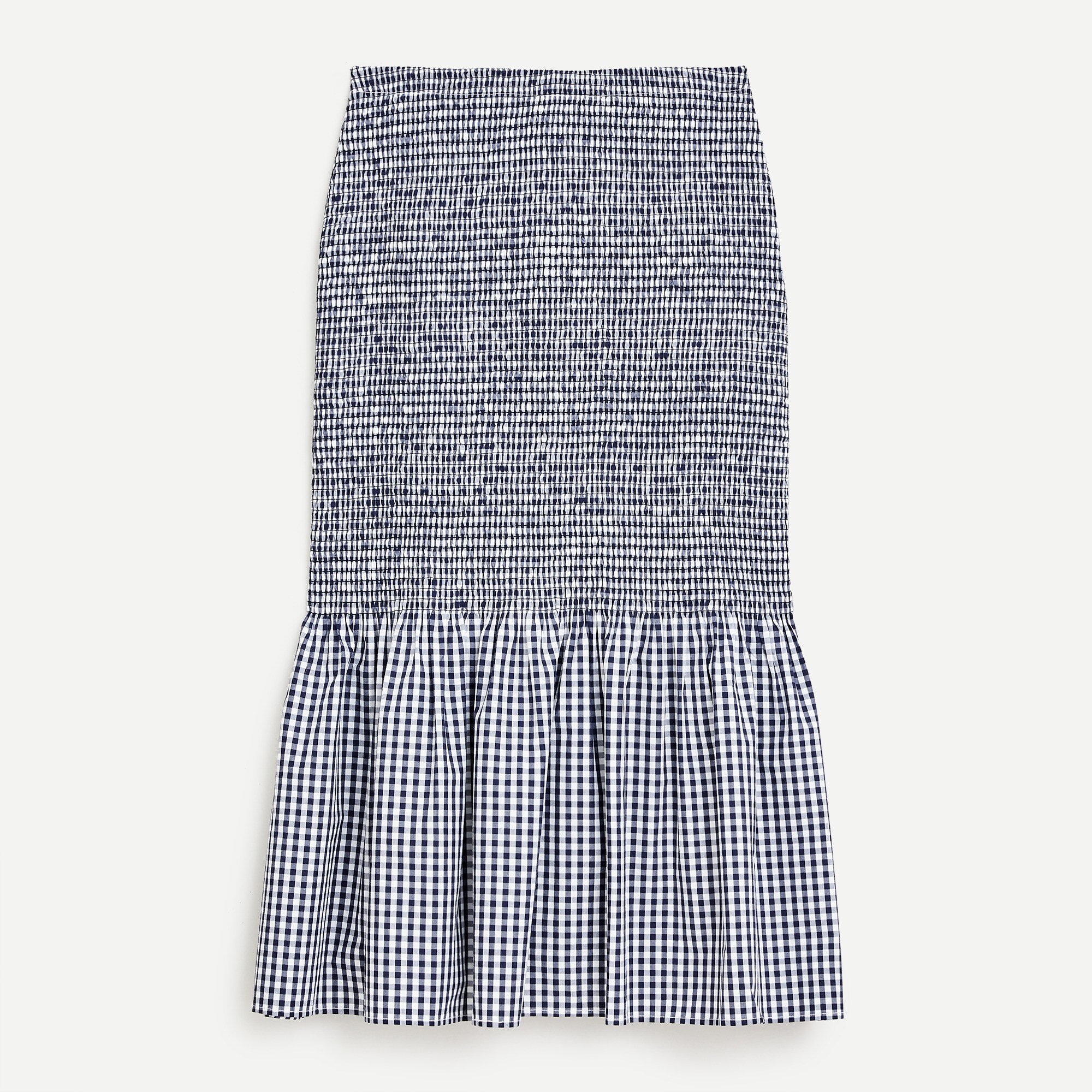 Smocked midi skirt in gingham