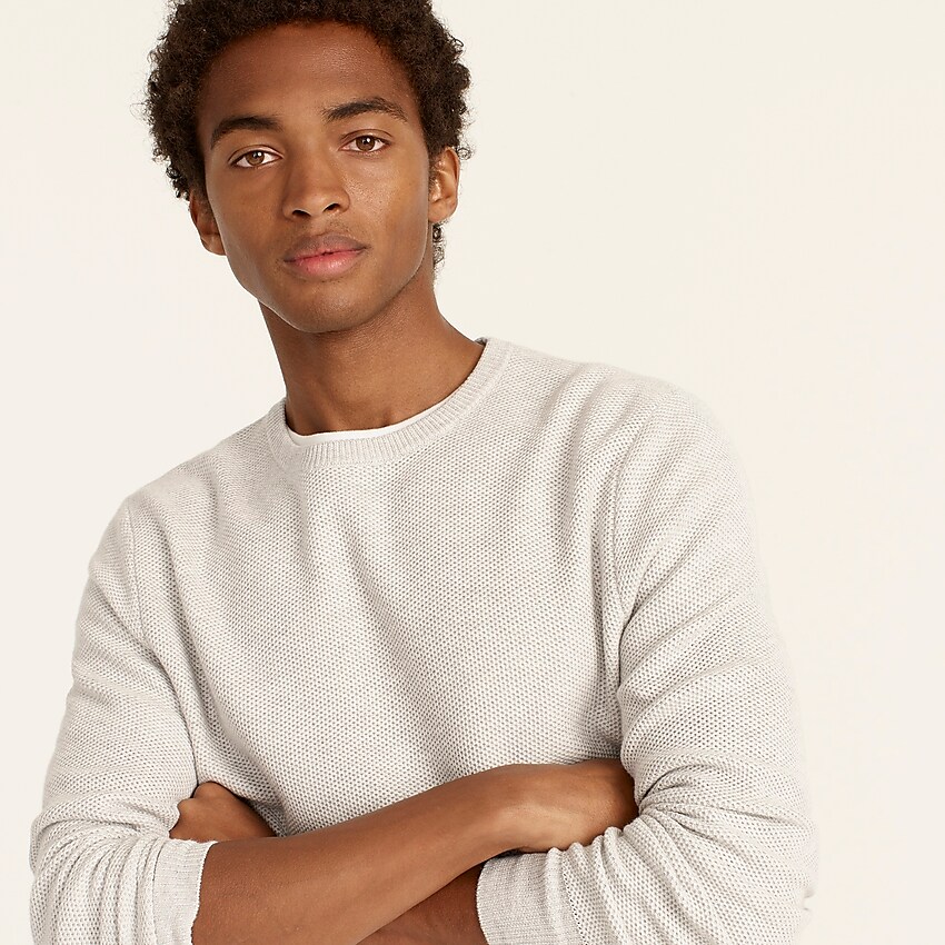 j.crew: cotton-silk piqué sweater for men, right side, view zoomed