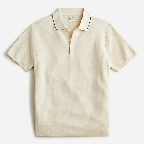 mens Cotton-silk short-sleeve polo sweater
