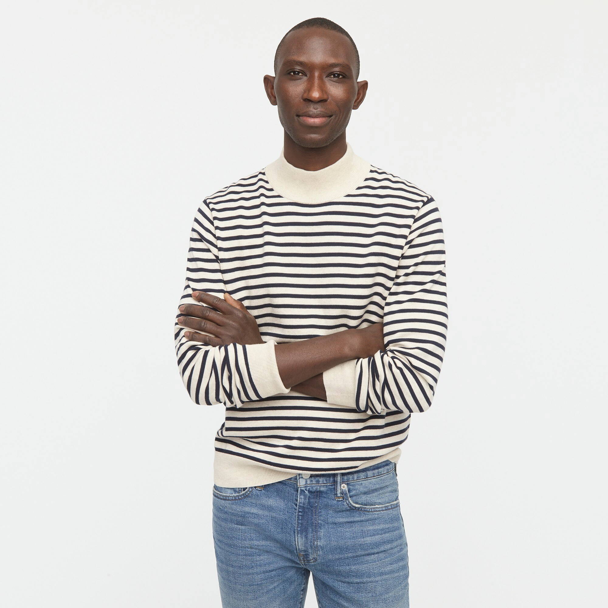 mens white mock neck sweater
