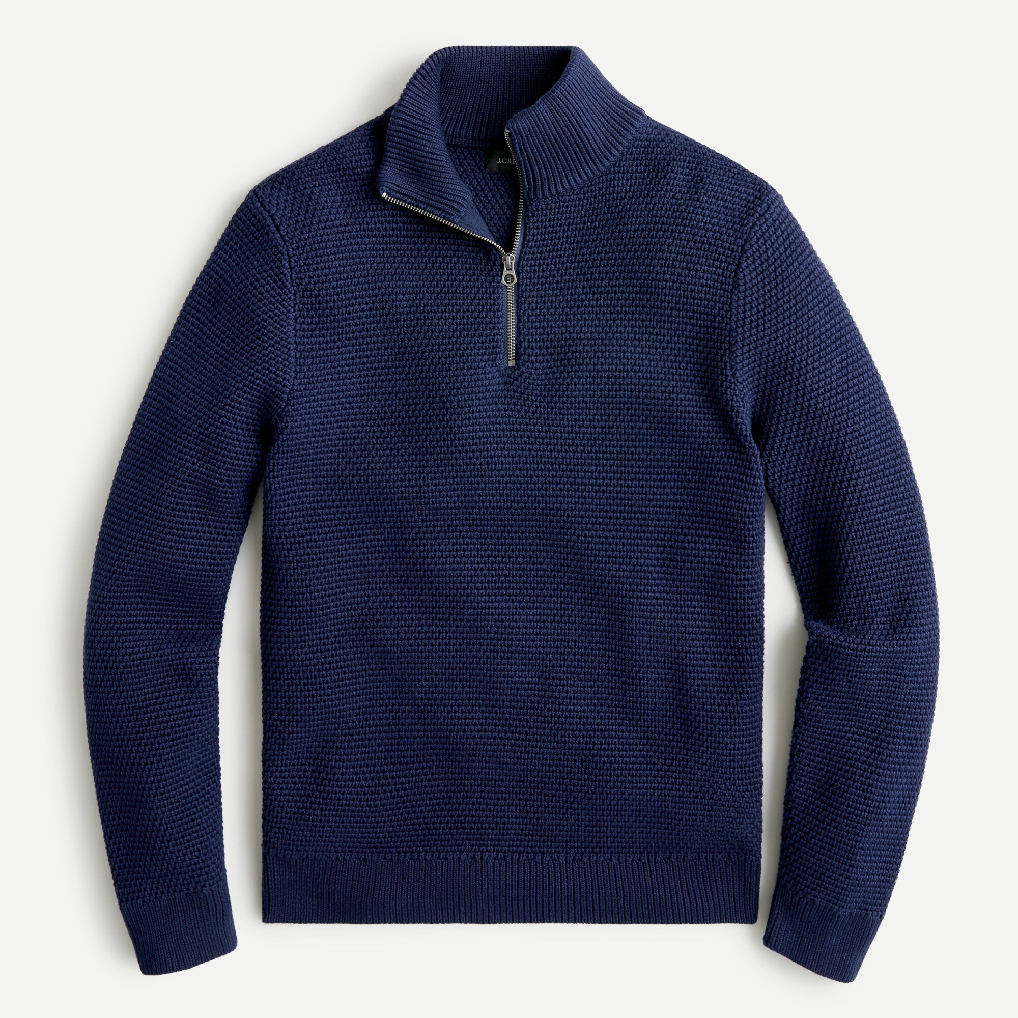 Cotton Half-zip Sweater In Rustic Moss Stitch For Men | J.Crew