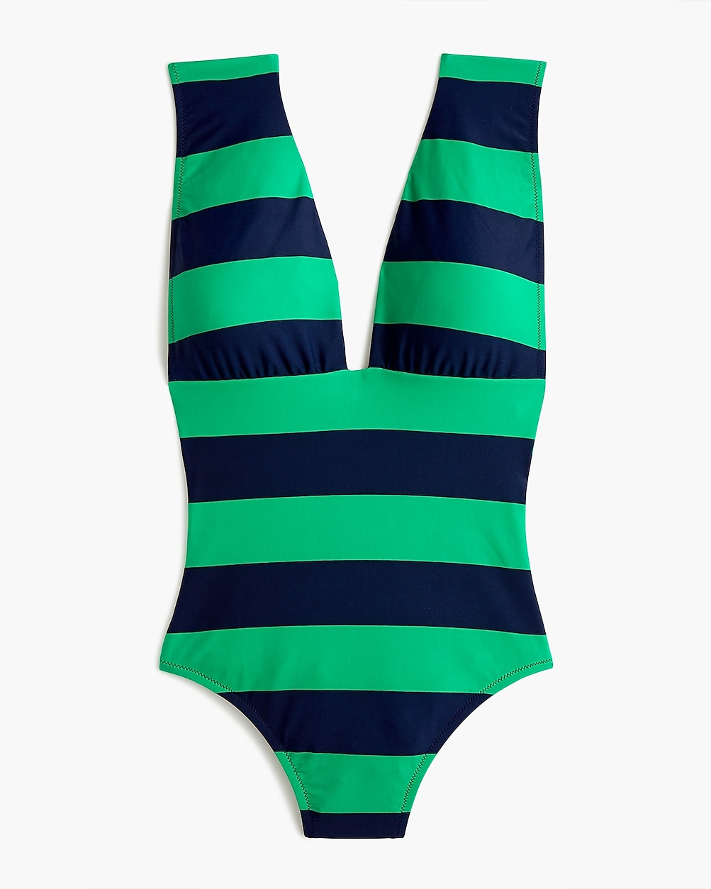 Factory: Rugby Stripe V-neck One-piece Swimsuit For Women Factory: Rugby Stripe V-neck One-piece Swimsuit For Women