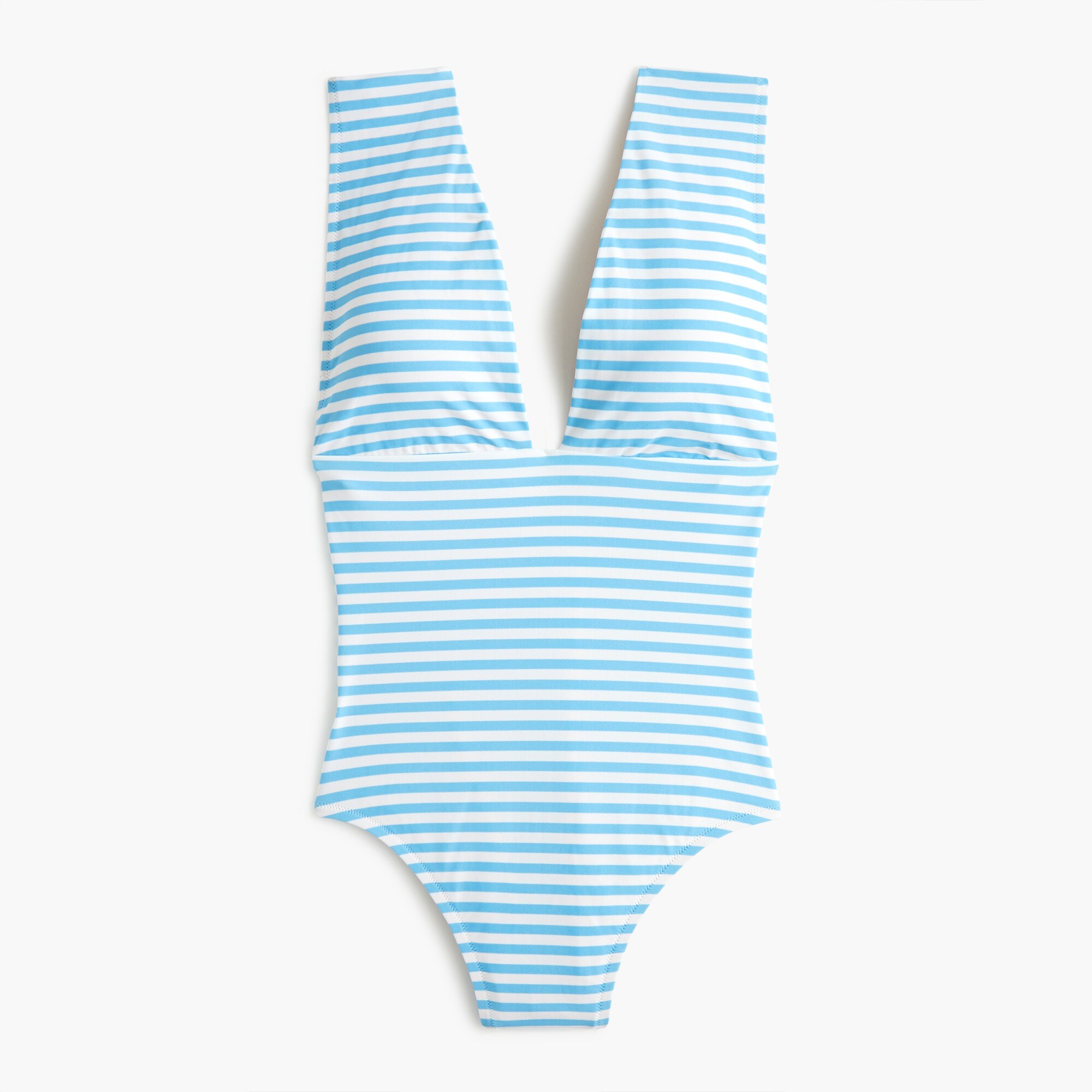 Striped V-neck one-piece swimsuit