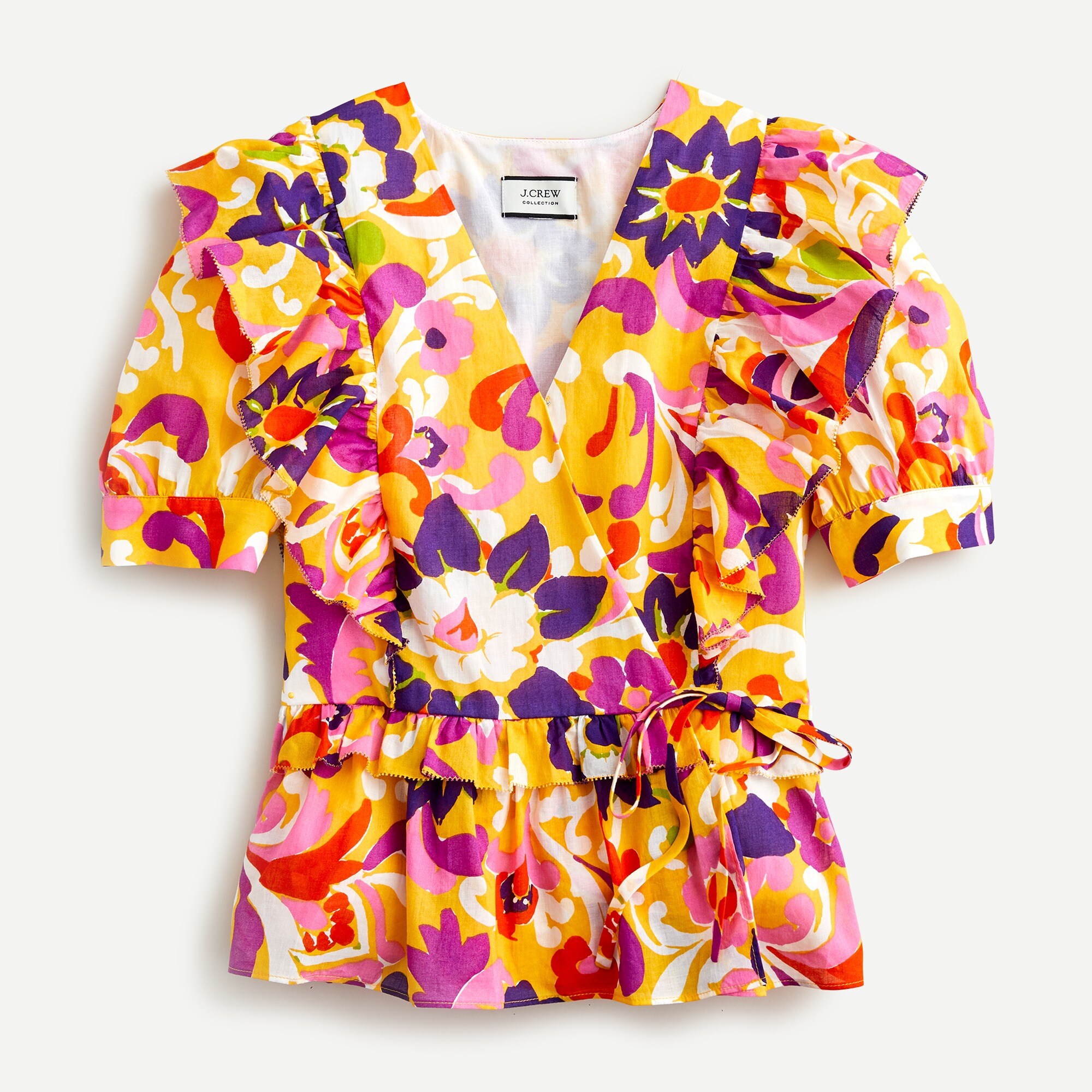 Ruffle wrap top in Ratti® curly floral