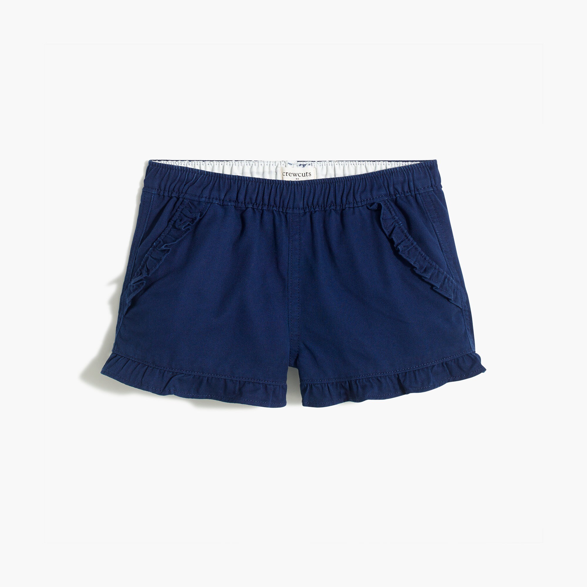 Girls' twill ruffle-trim short