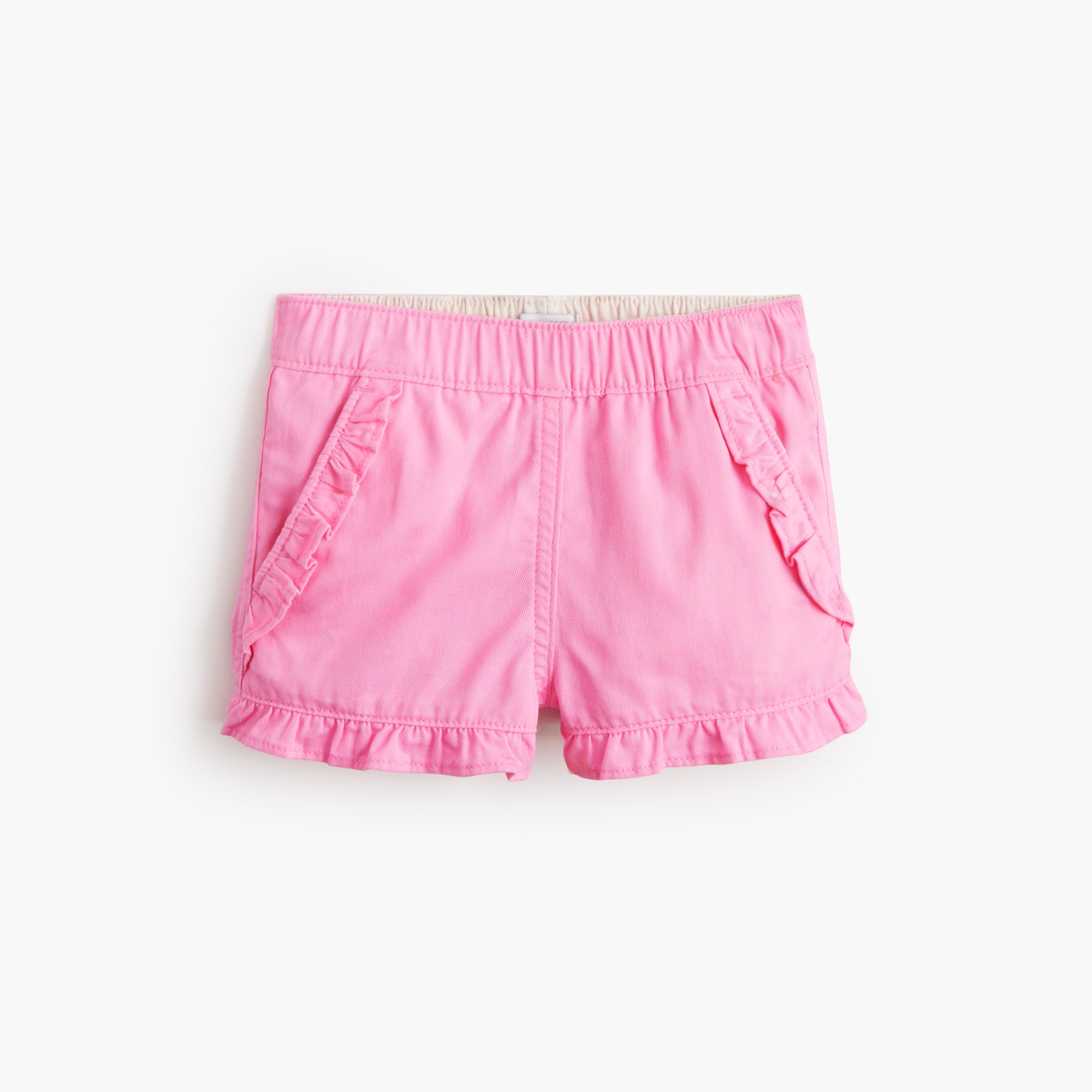 Girls' twill ruffle-trim short