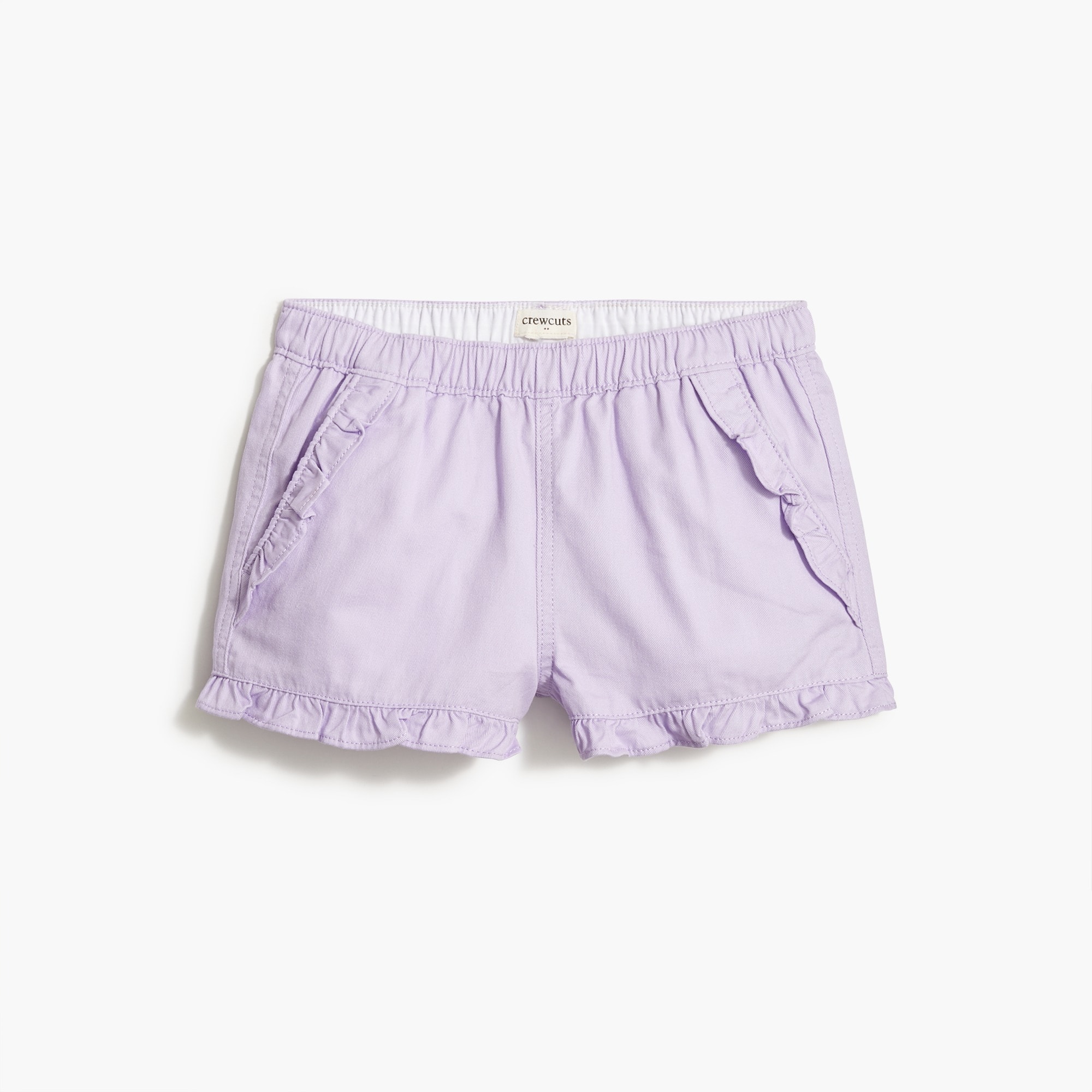 Girls' twill ruffle-trim short