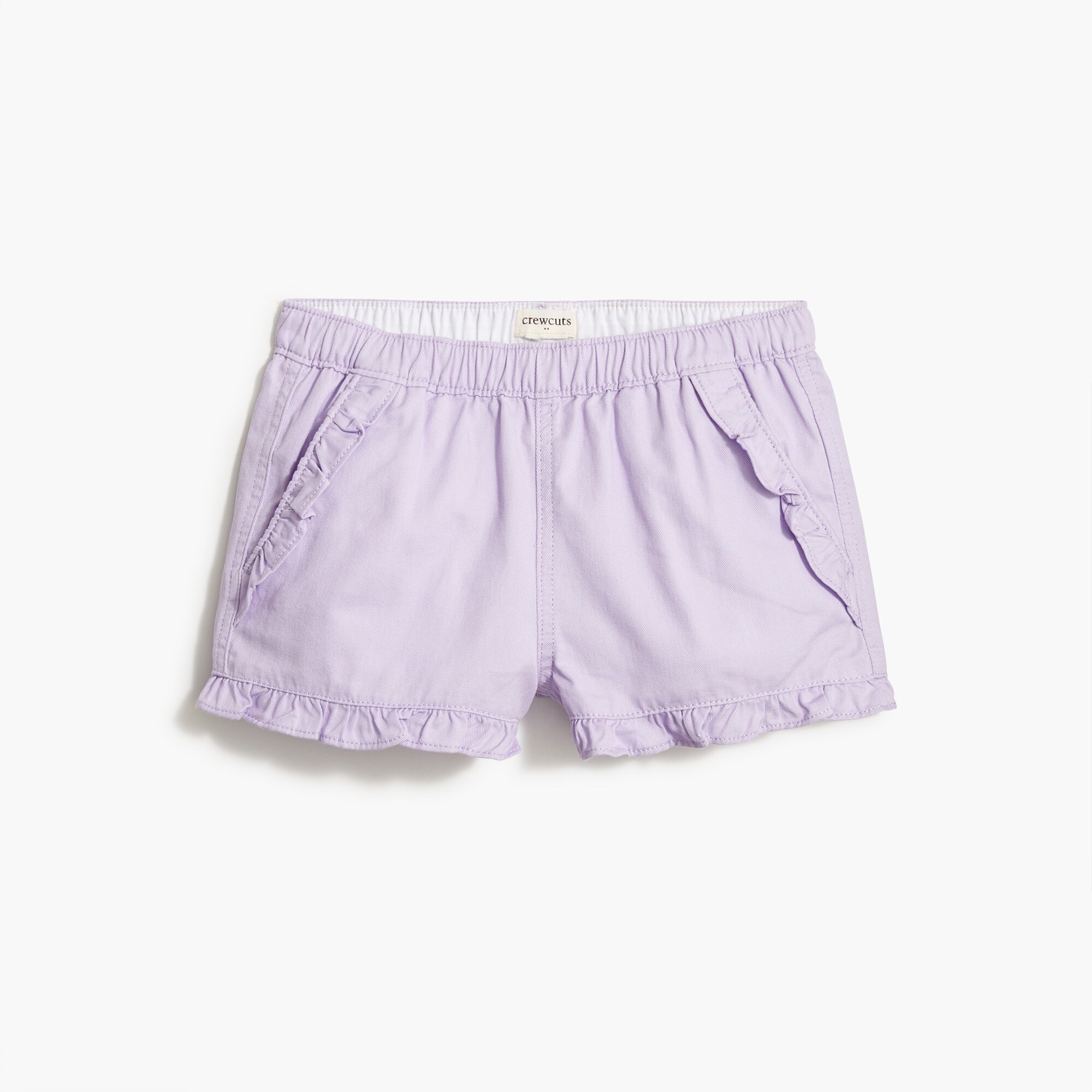 Girls' twill ruffle-trim short