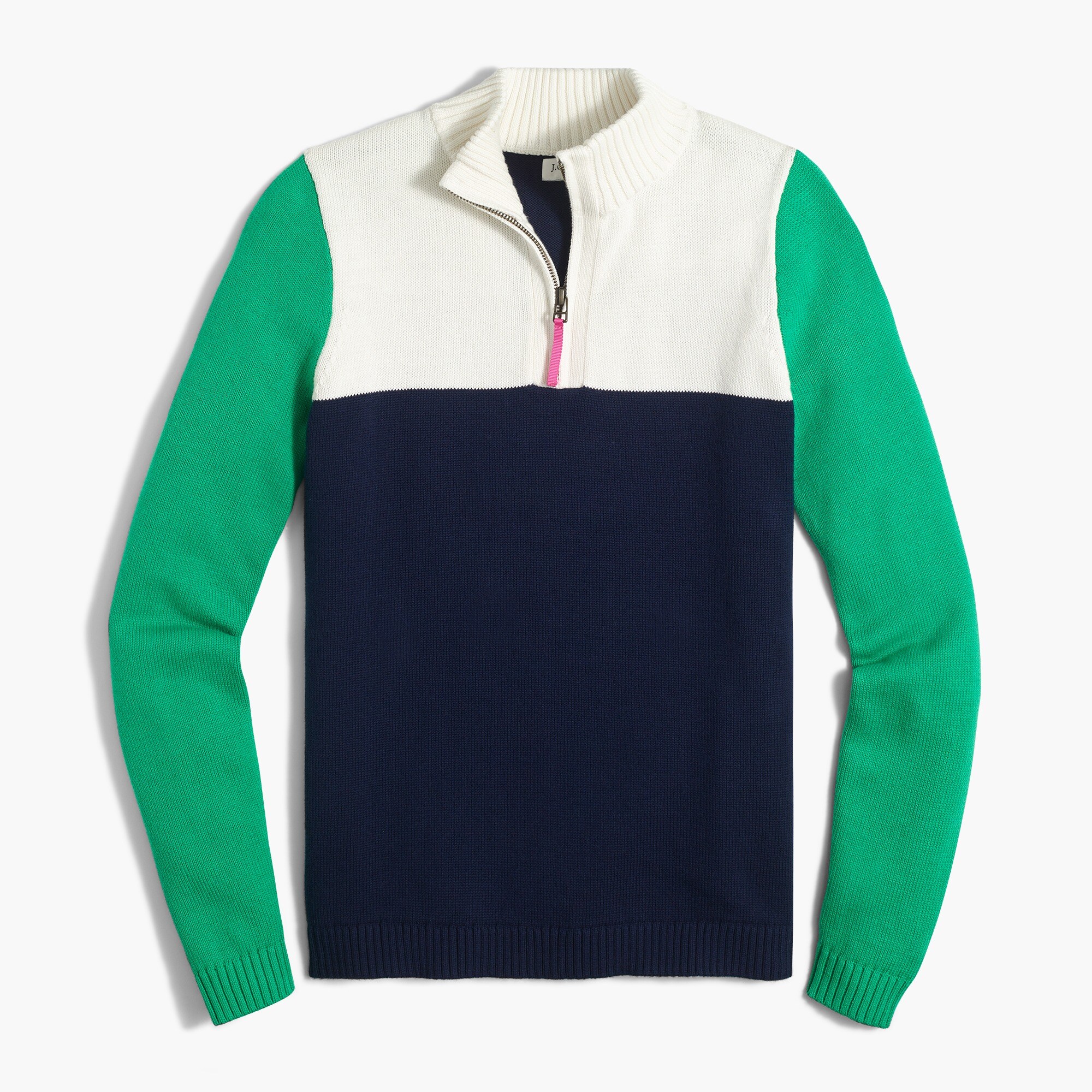 colorblock pullover sweater with quarter zip for women
