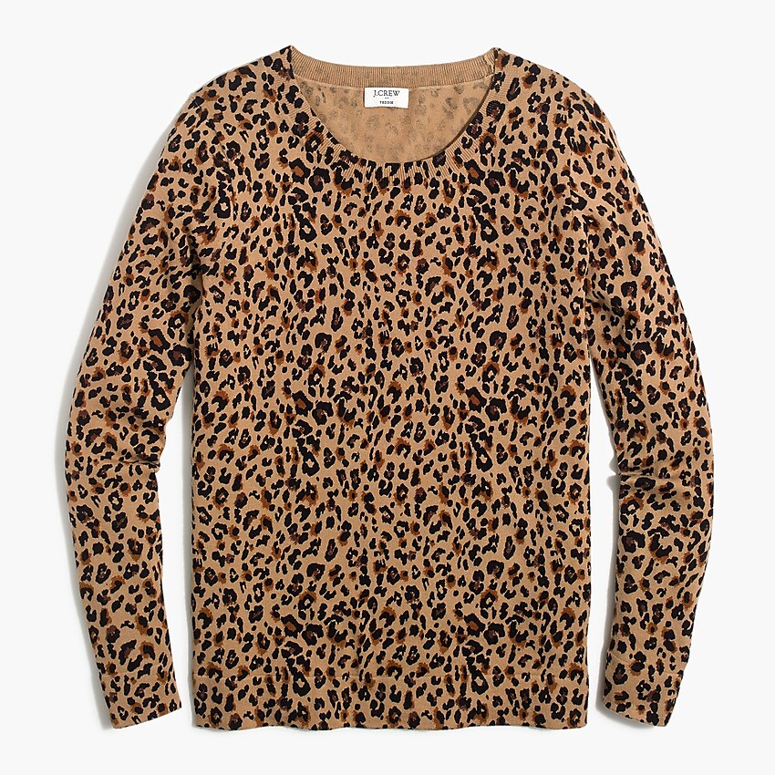 factory: leopard cotton teddie sweater for women, right side, view zoomed