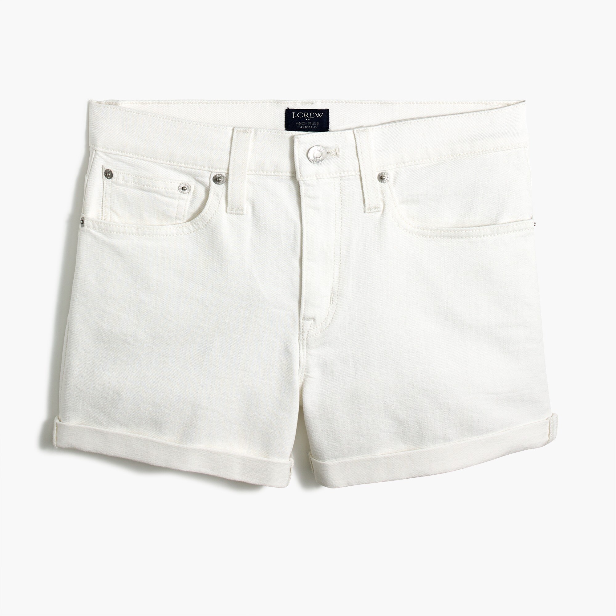classic denim short in white for women