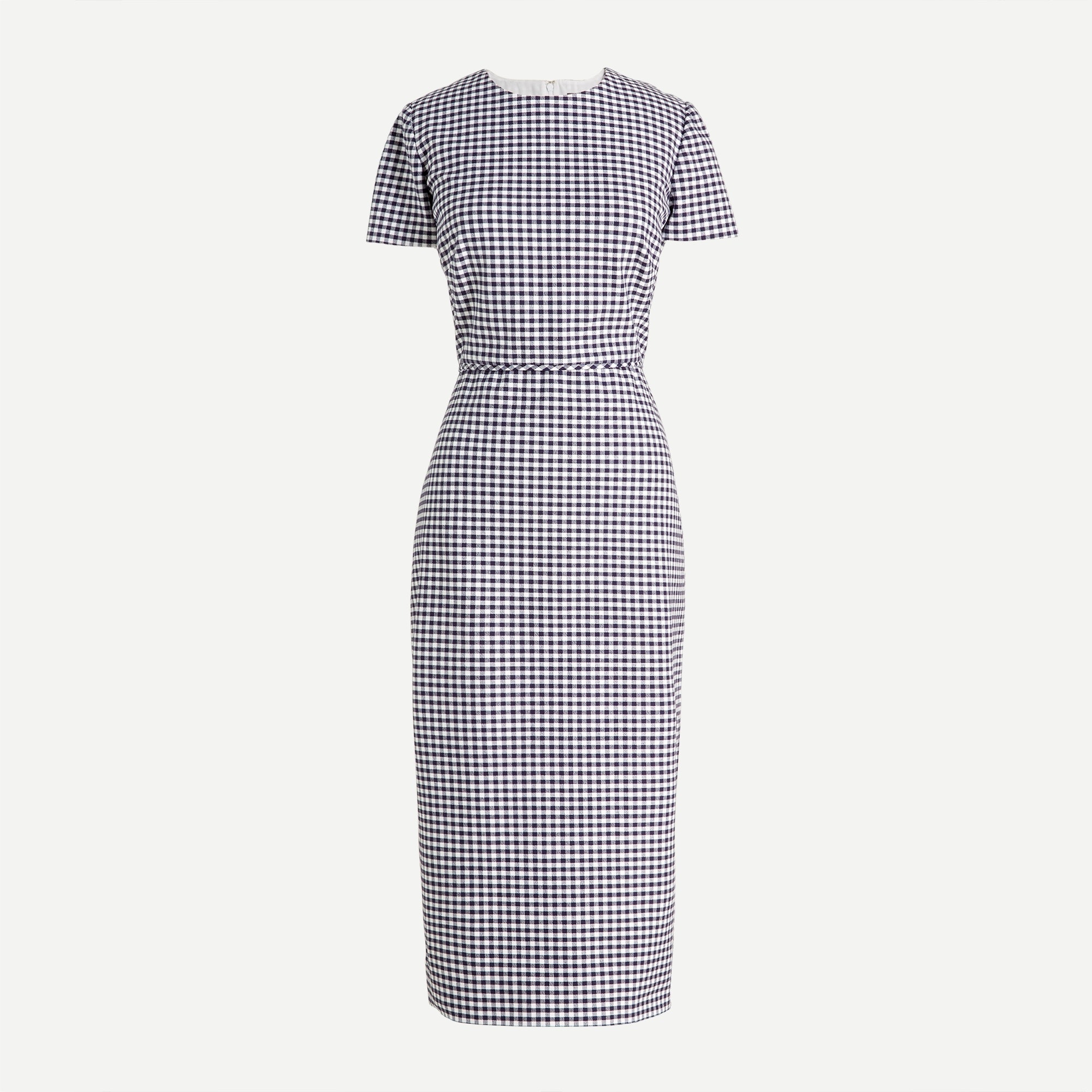Sheath dress in gingham bi-stretch cotton