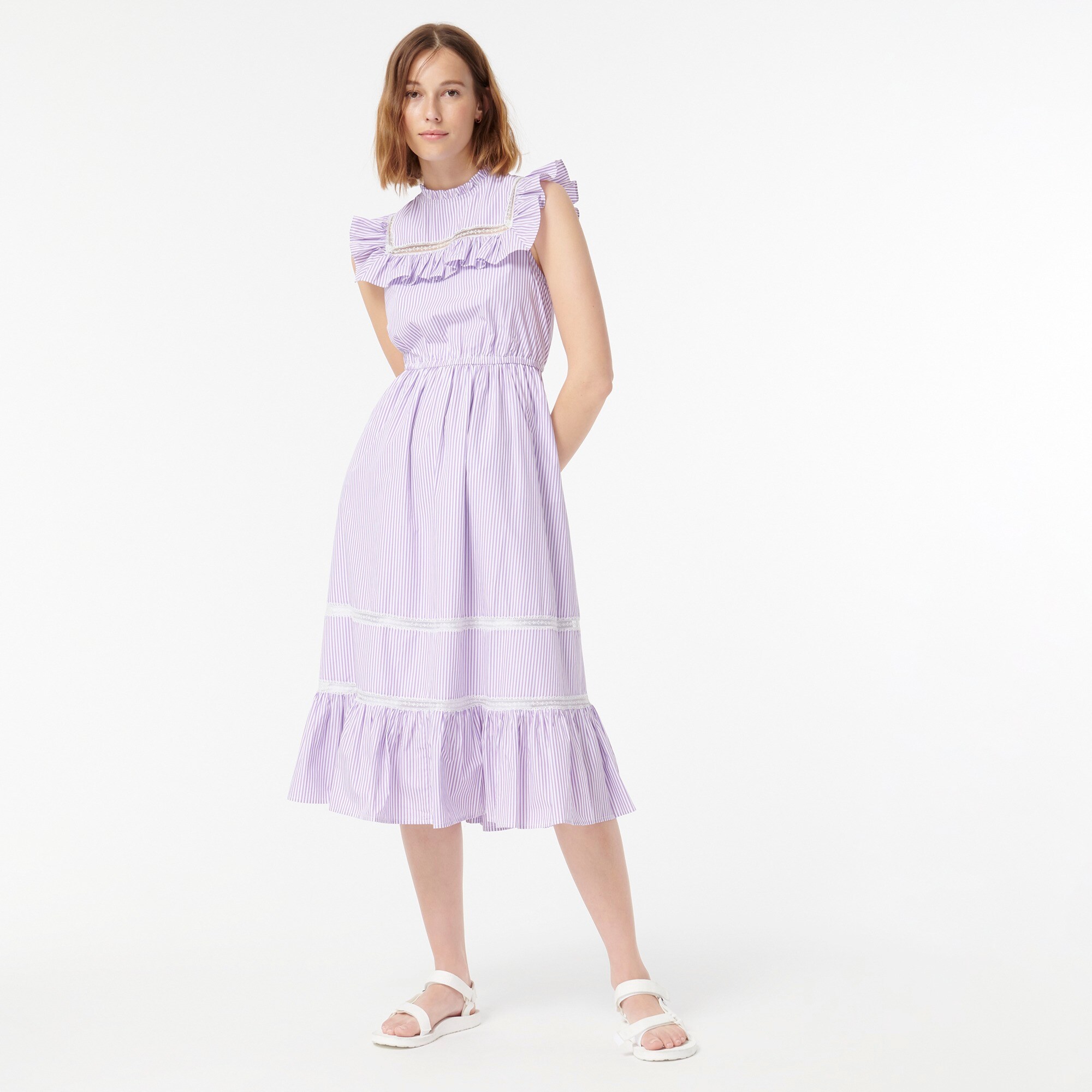J.Crew: Tiered Ruffle Dress In Stripe 