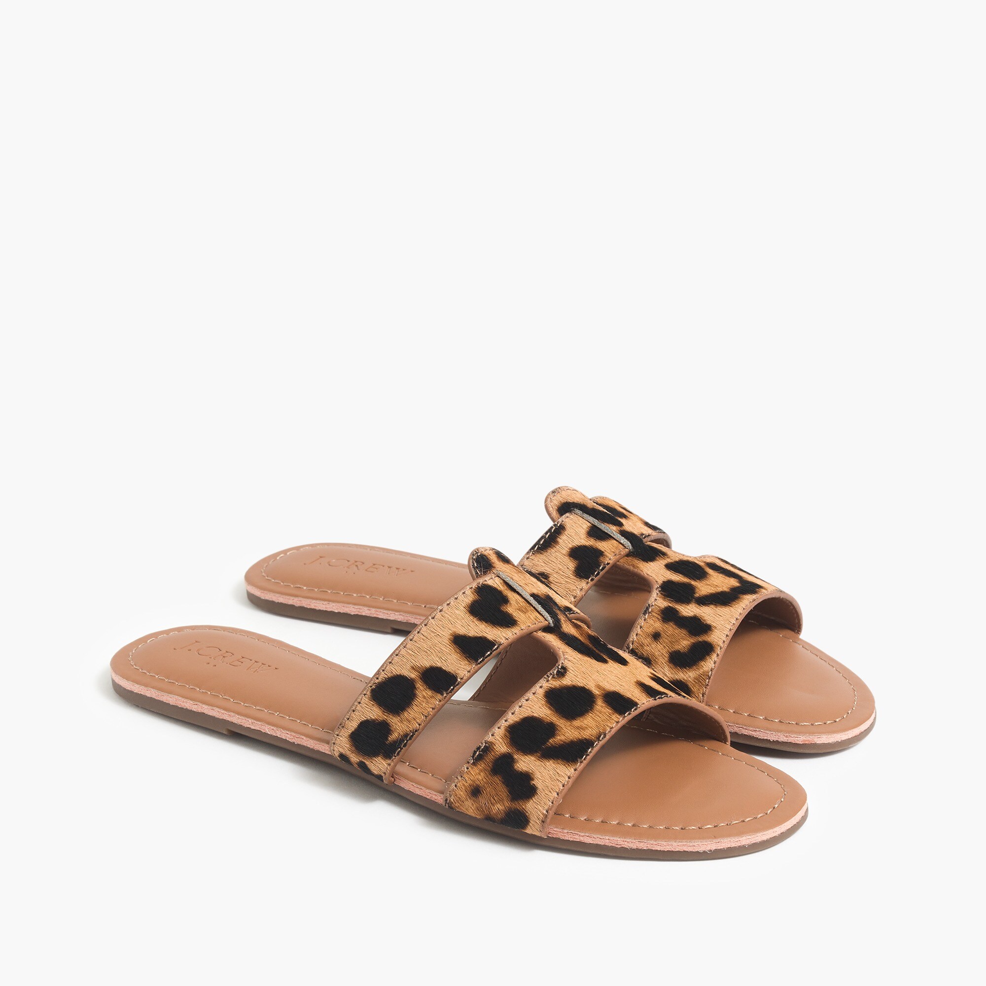 calf hair beachside slide sandals for women