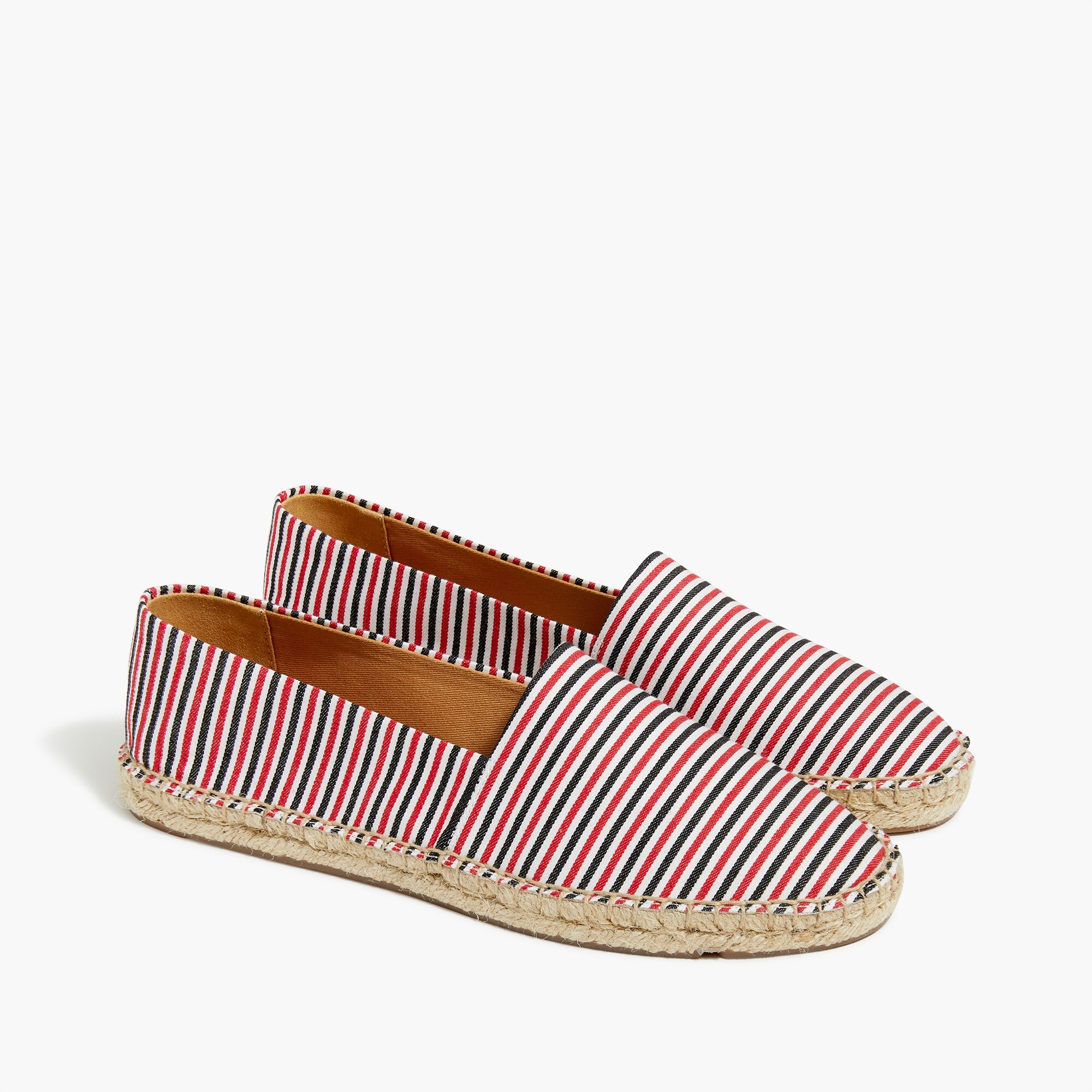 striped canvas slip-on espadrilles for women