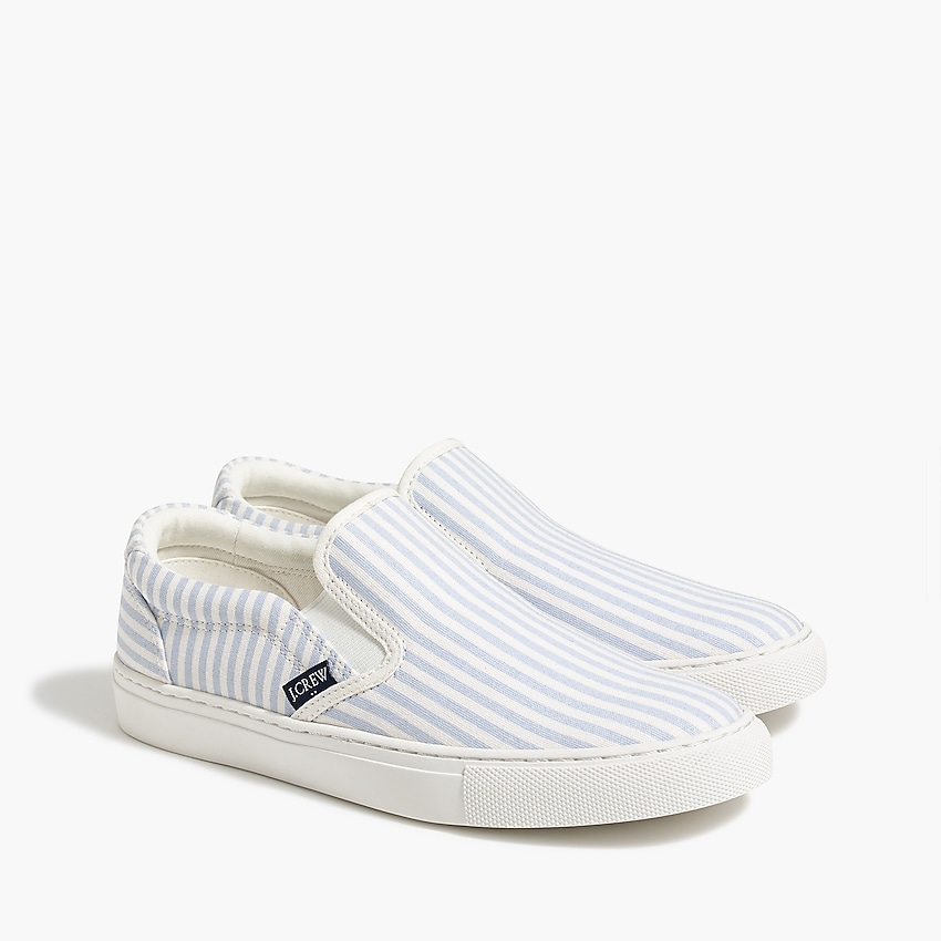 factory: striped canvas road trip slip-on sneakers for women, right side, view zoomed