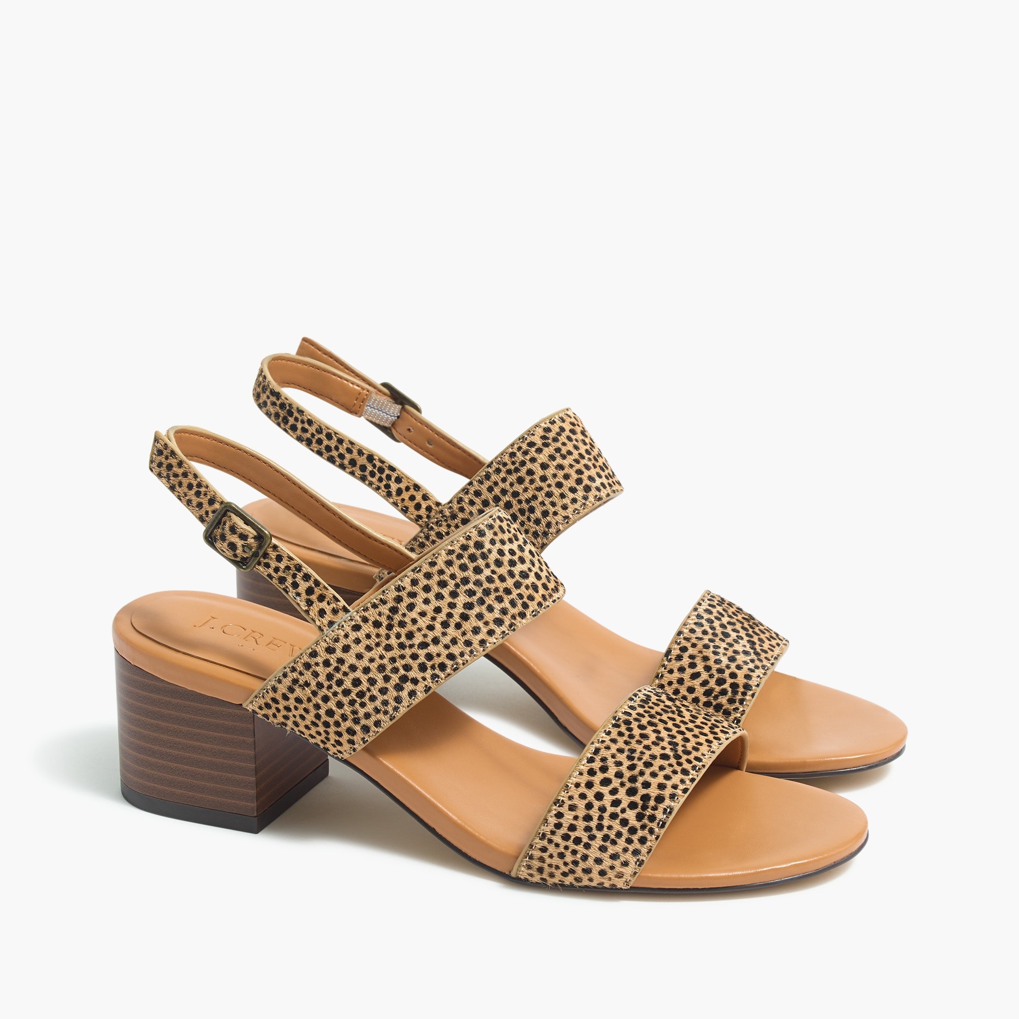 Calf hair low block-heel sandals