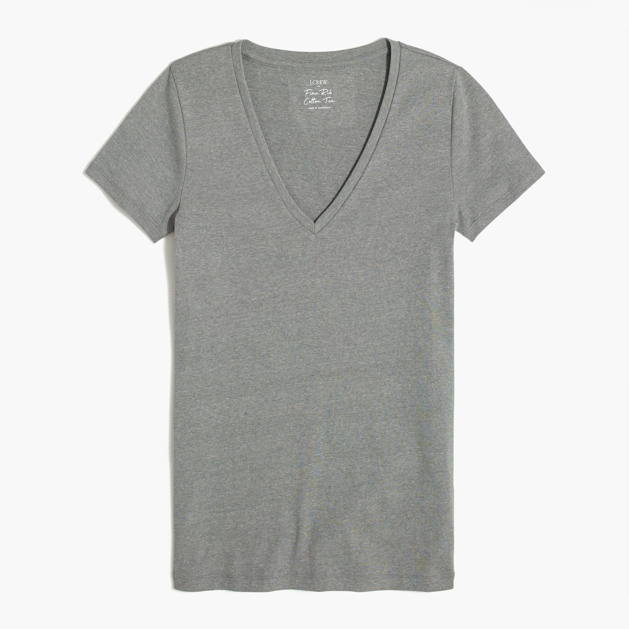 Heathered fine-rib V-neck tee
