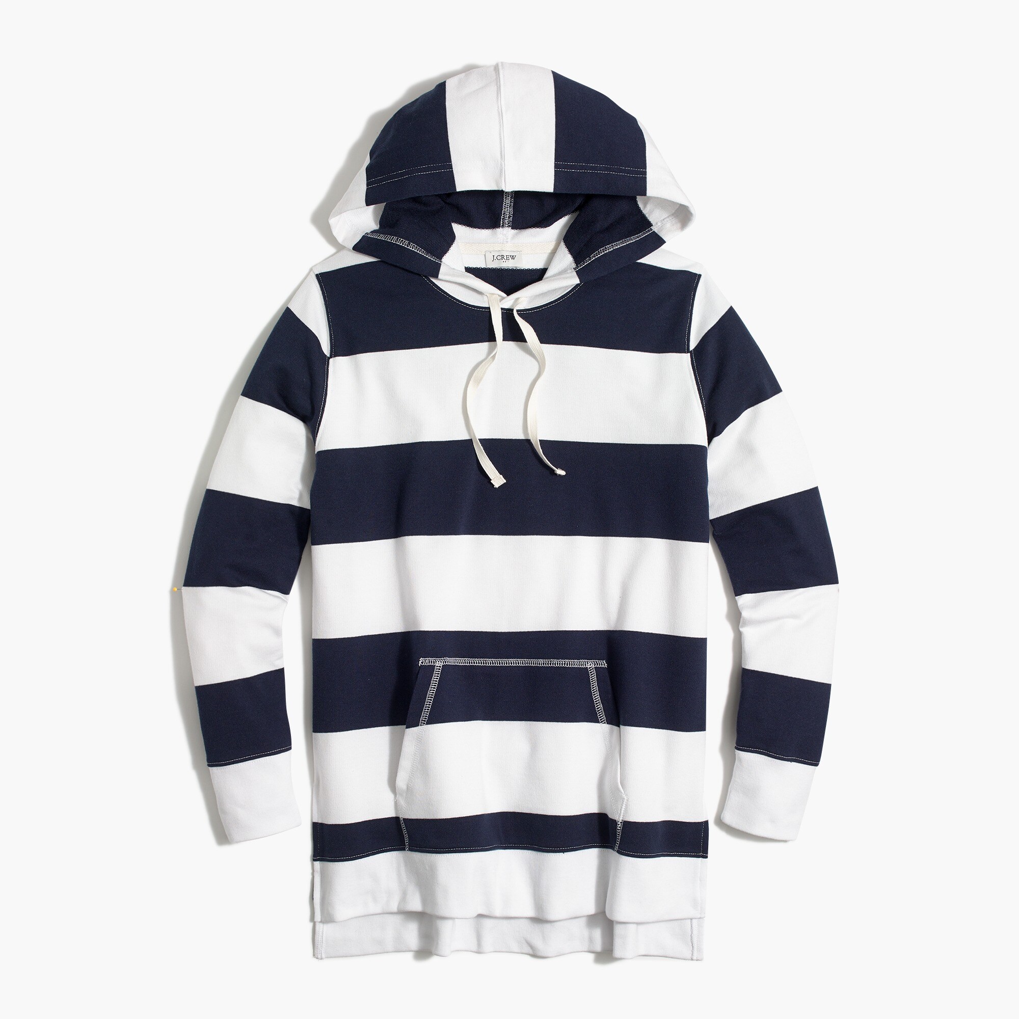 Striped side-slit tunic hoodie