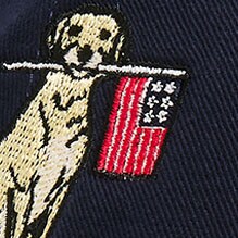 Washed critter hat NAVY DOG WITH FLAG