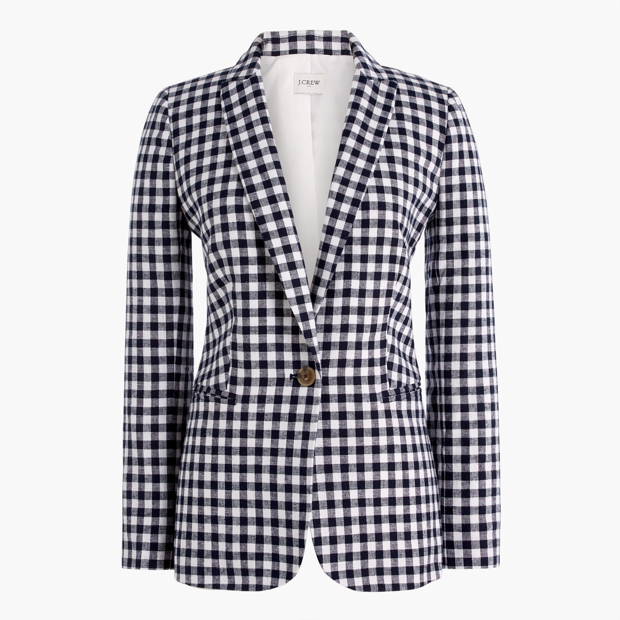 Factory: Gingham Linen-blend Holland Blazer For Women