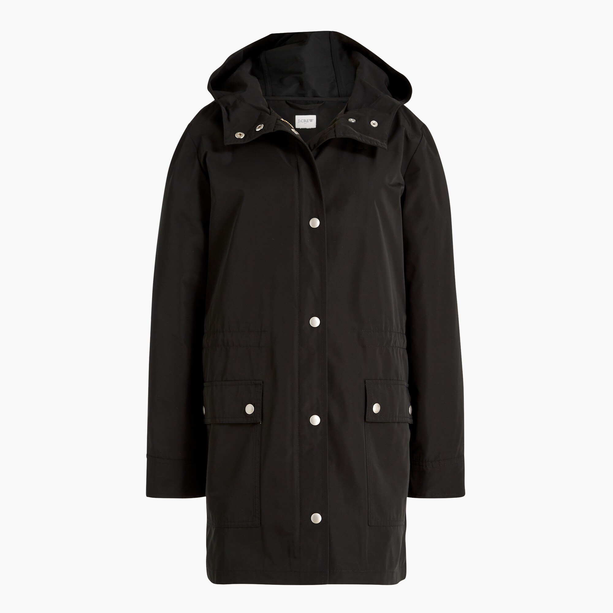 midi-length raincoat with snaps for women