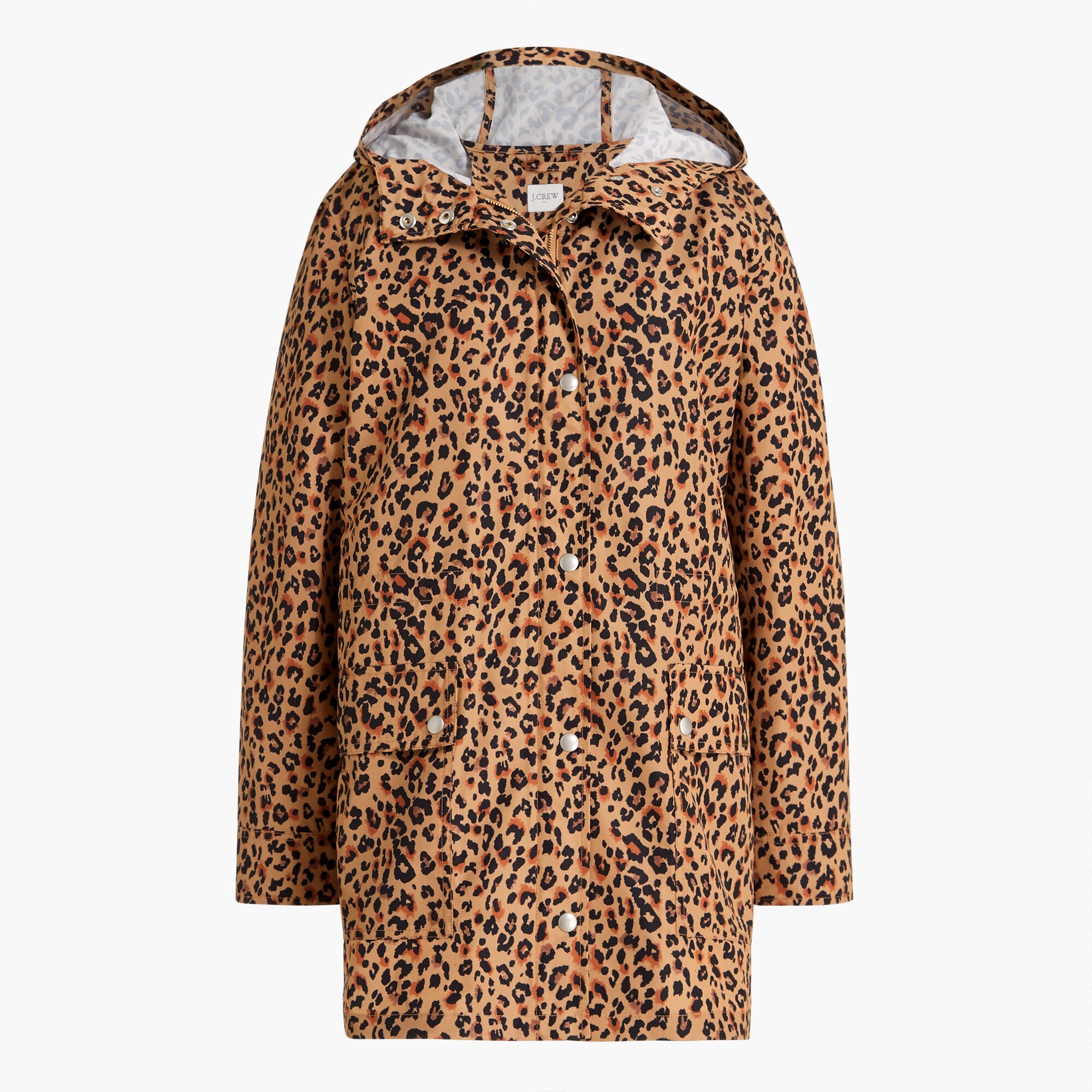 Midi-length raincoat with snaps