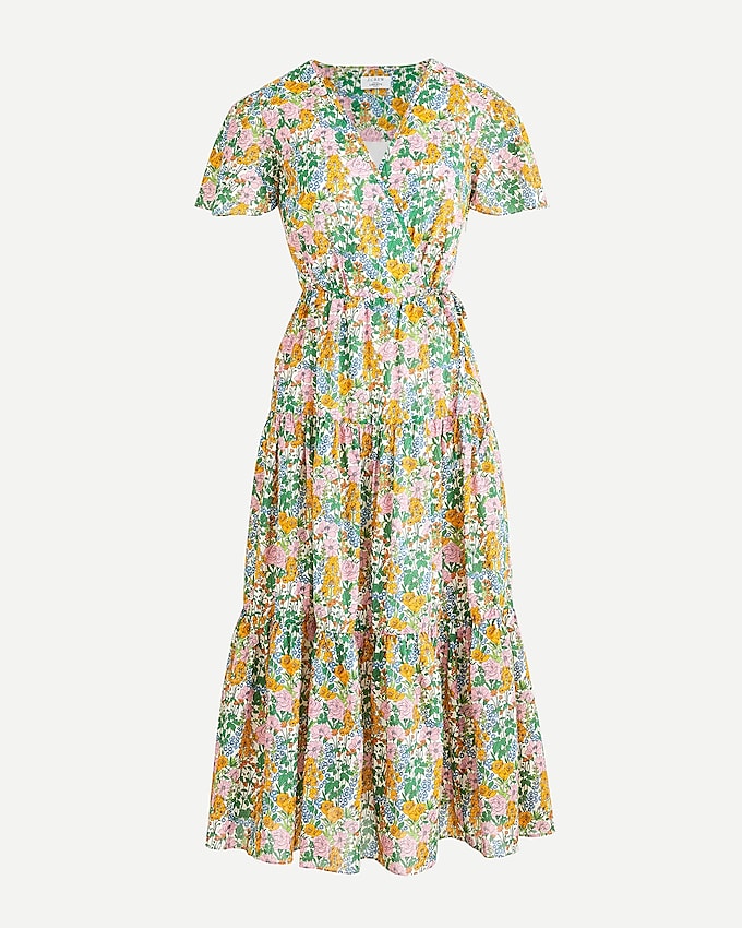 j.crew: faux-wrap dress in liberty® mini floral walk for women, right side, view zoomed