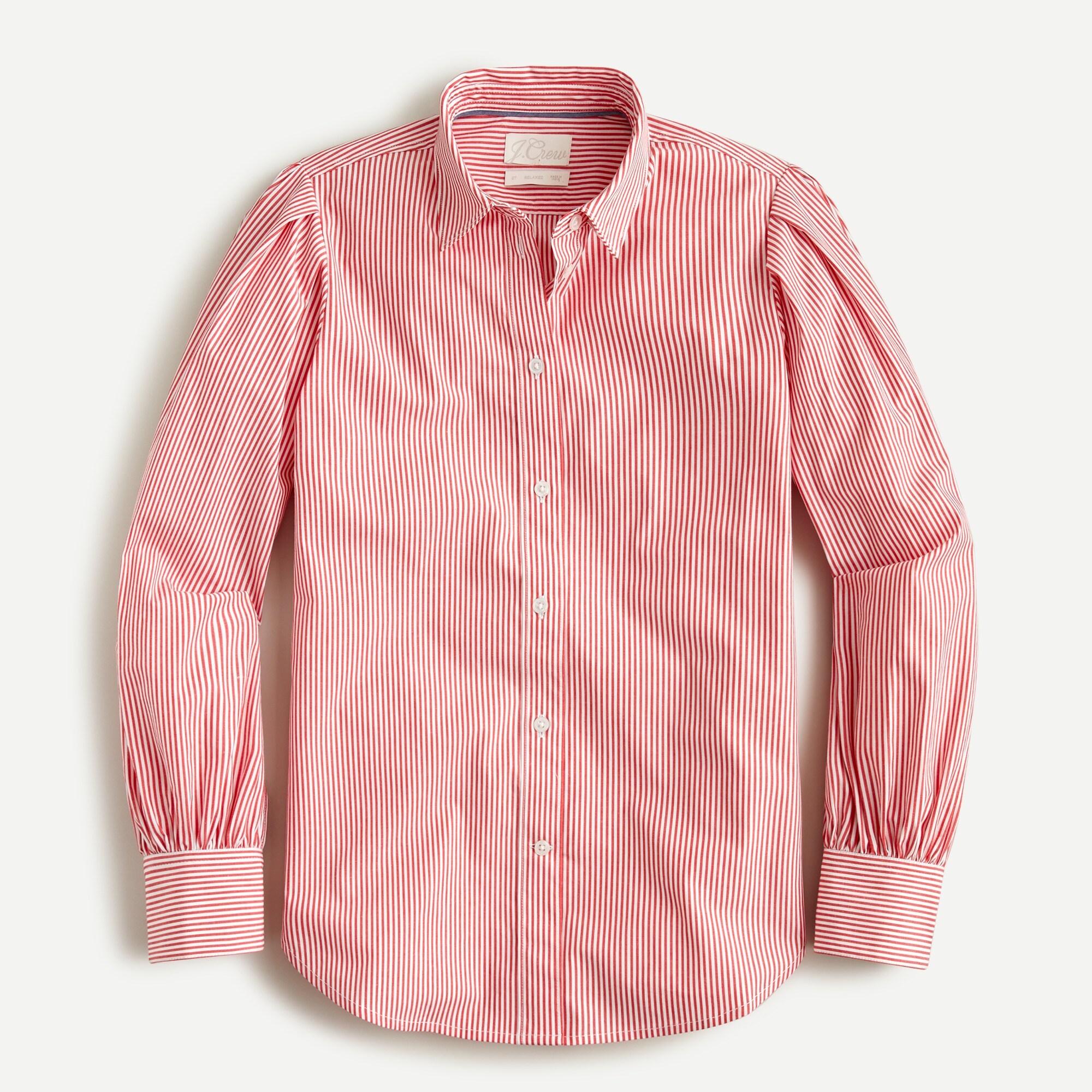 Slim-fit puff-sleeve shirt in stripe