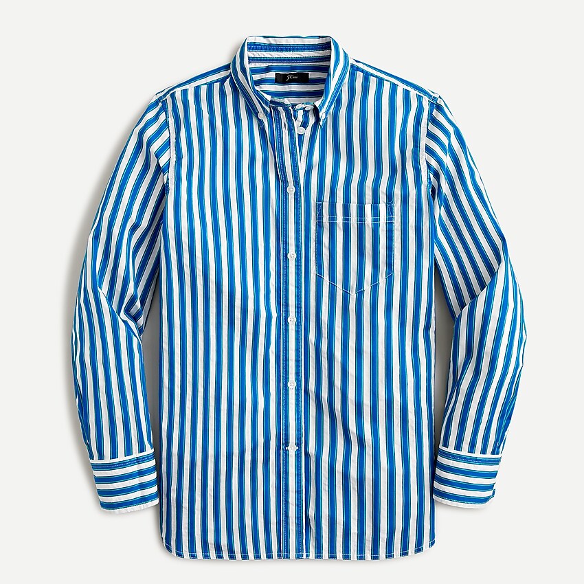 j.crew: classic-fit shirt in textured stripe for women, right side, view zoomed