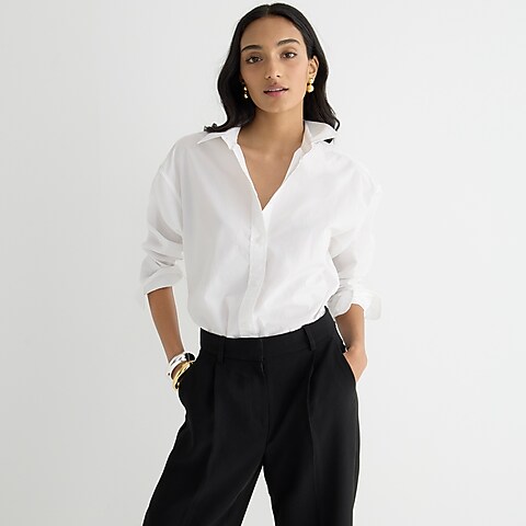 womens Tall Relaxed-fit crisp cotton poplin shirt